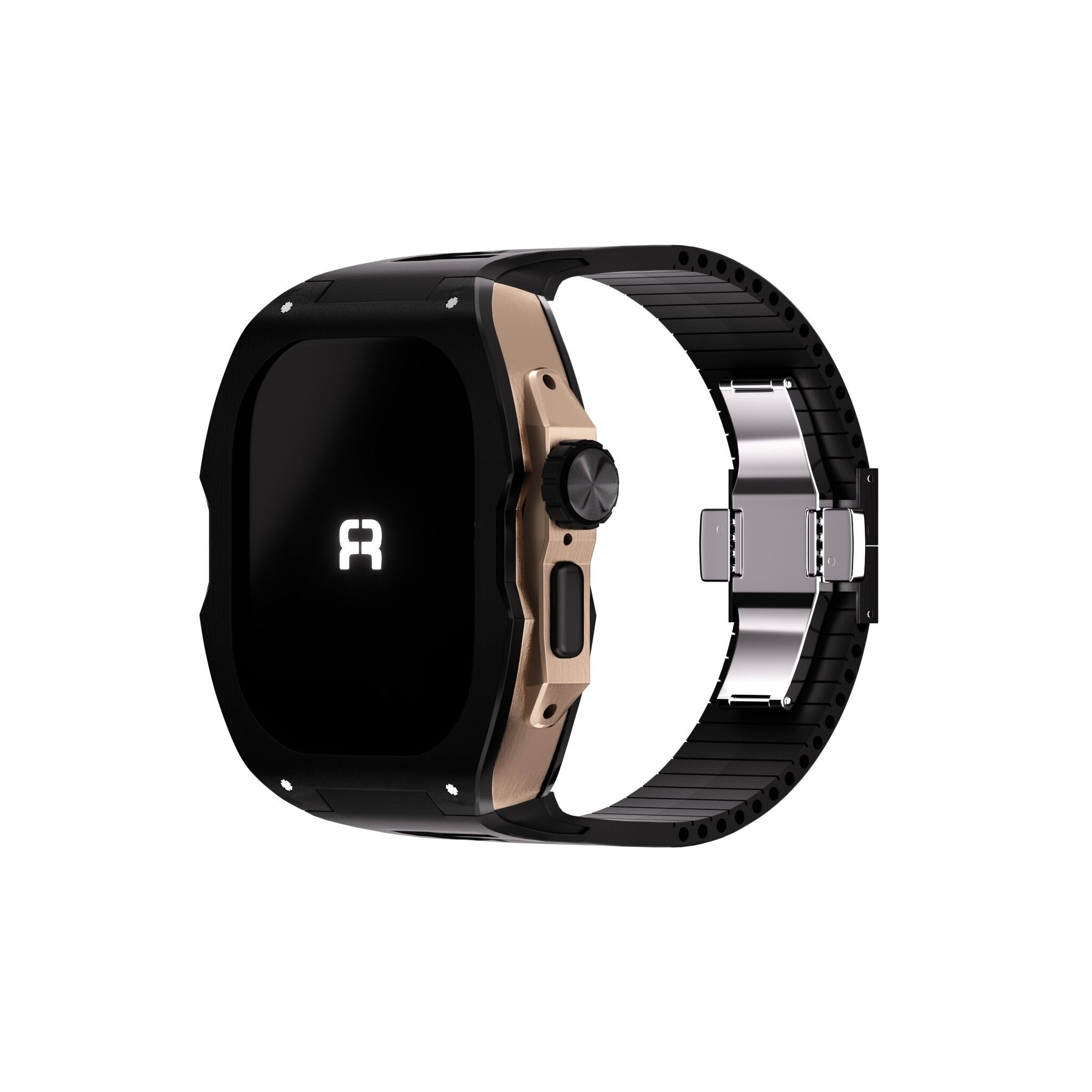 Reqior Boîtier avec bracelet en caoutchouc Apple Watch Ultra (noir/rose or)