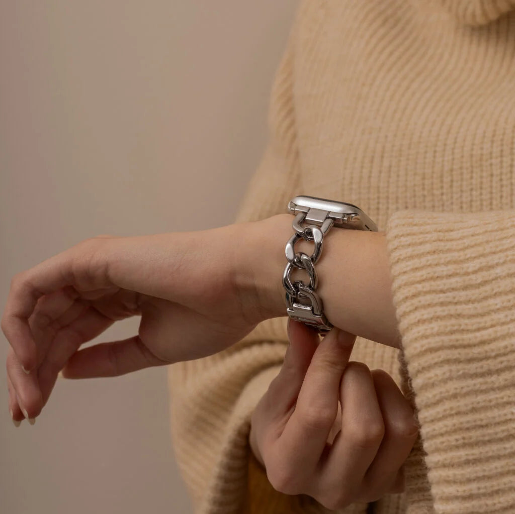 Bracelet acier chaîne Apple Watch (argent)