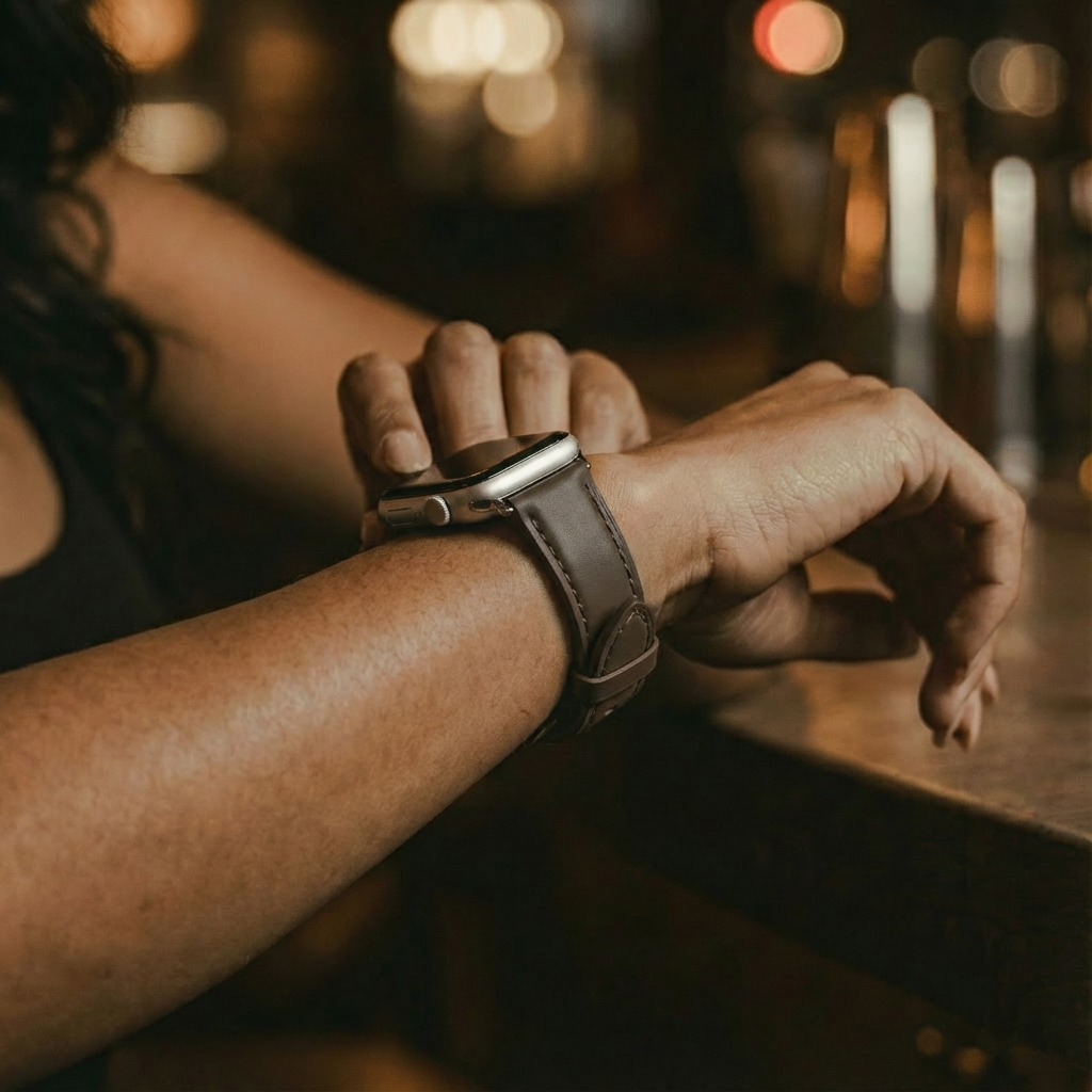 Bracelet cuir 'Slimfit' Apple Watch (café foncé)