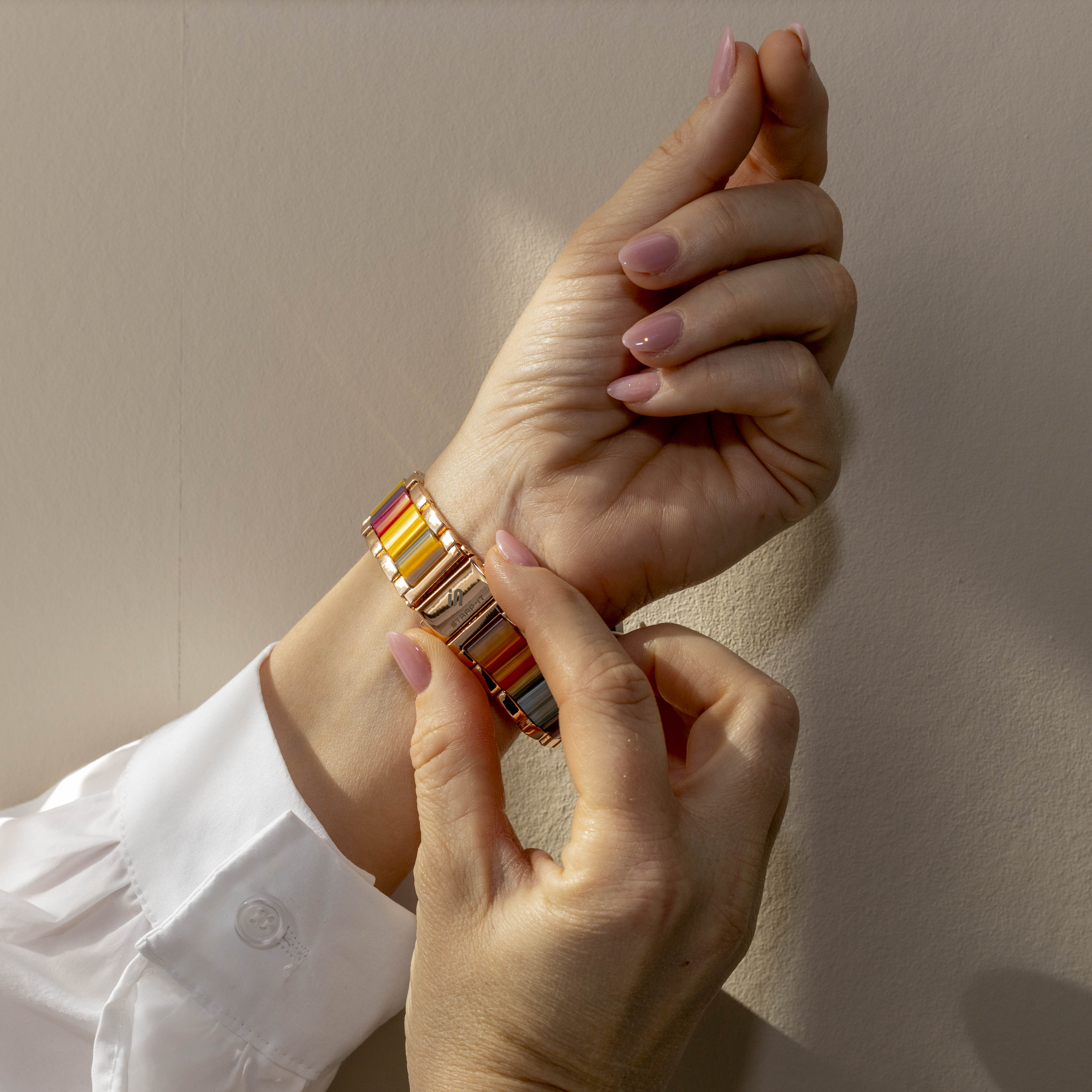 Bracelet acier résine Xiaomi Amazfit GTS 2 (or rose/coloré)