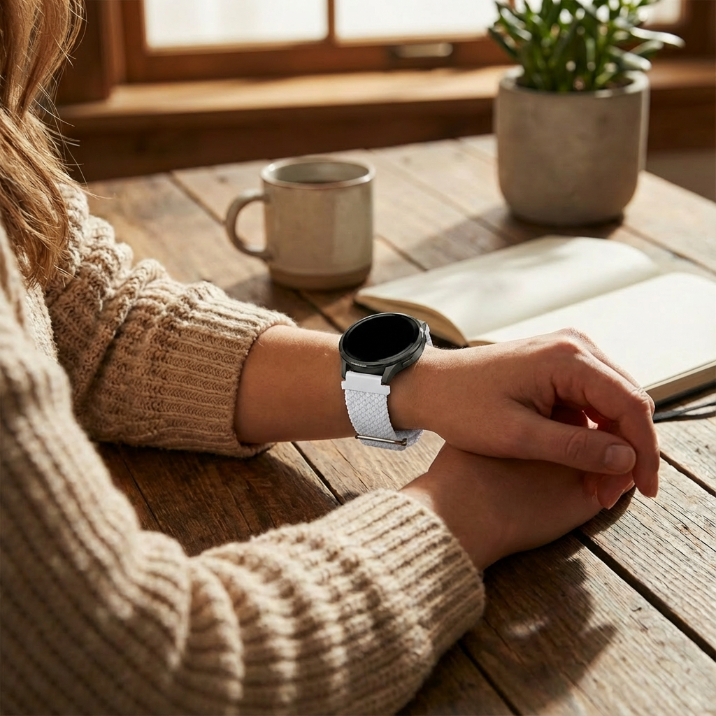 Bandz Bracelet tressé réglable Garmin Forerunner 265s (blanc)