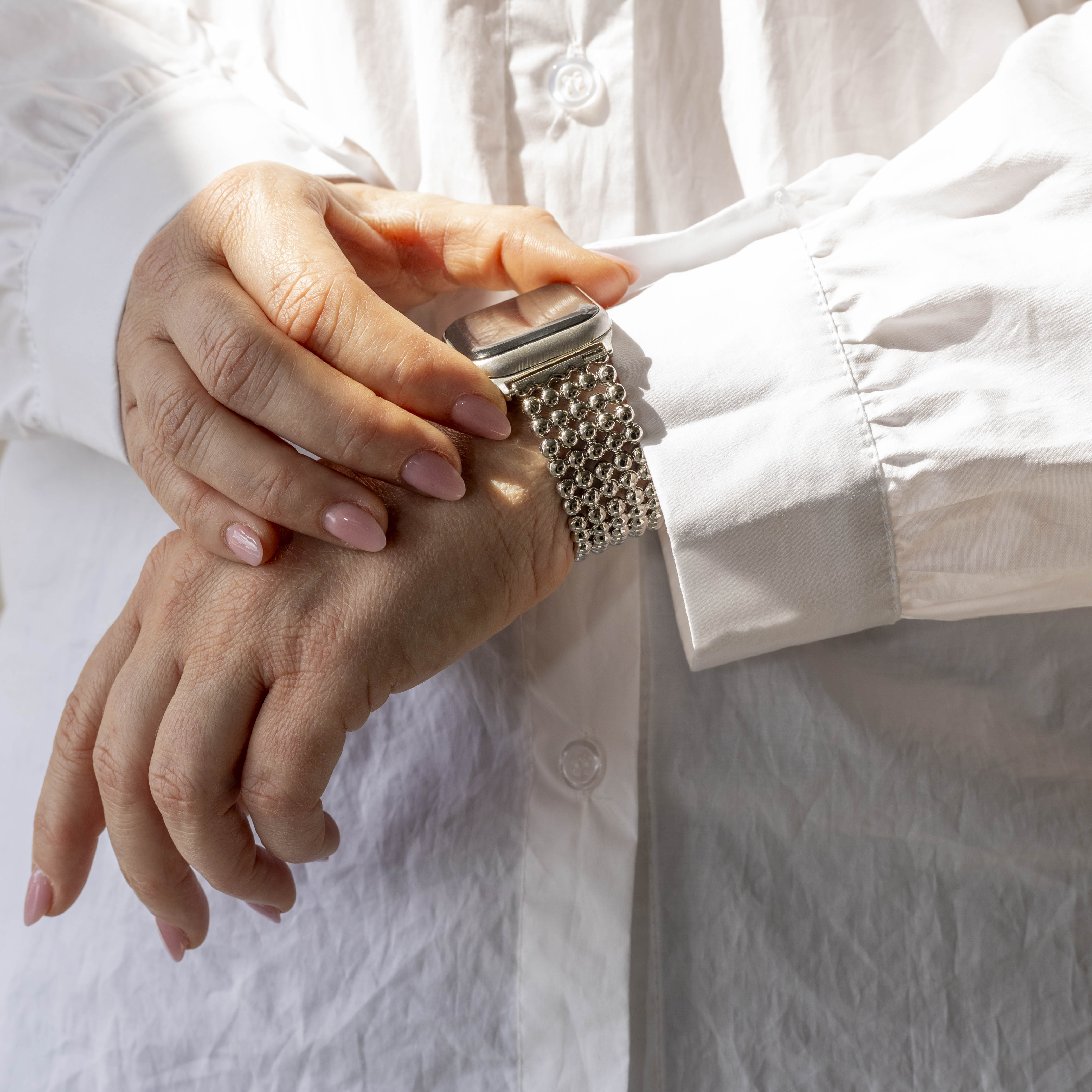 Bracelet perles acier Apple Watch (argent)