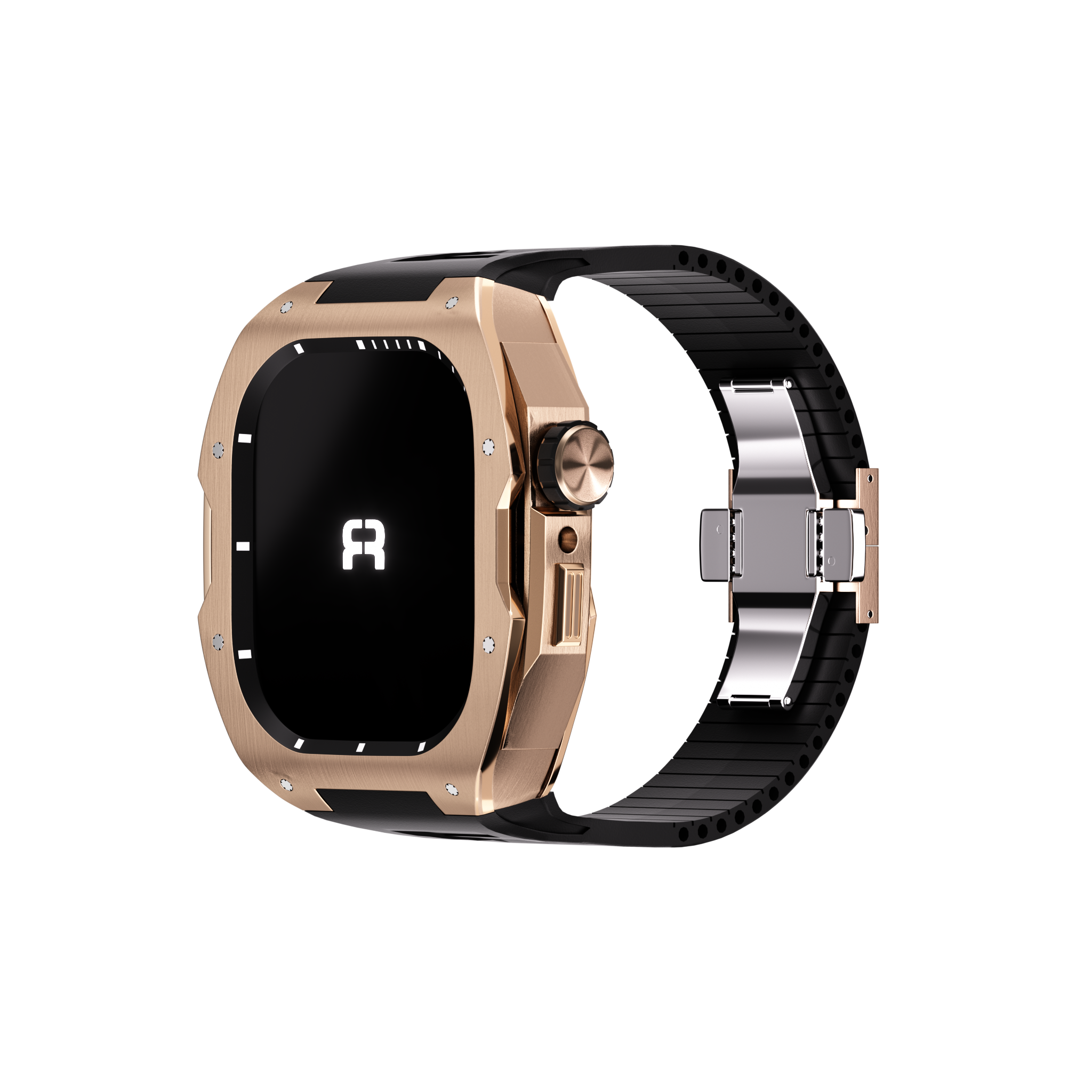 Reqior Boîtier avec bracelet en caoutchouc Apple Watch 45mm (rose or)