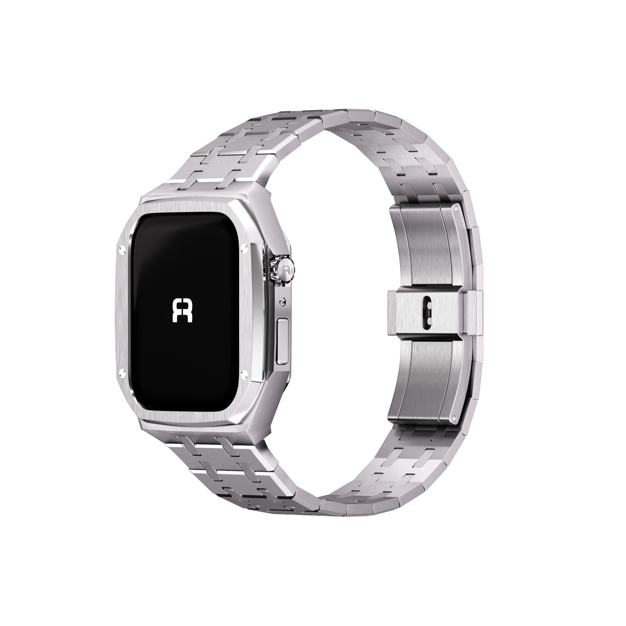 Reqior Boîtier avec bracelet en acier Apple Watch 45mm (argent)