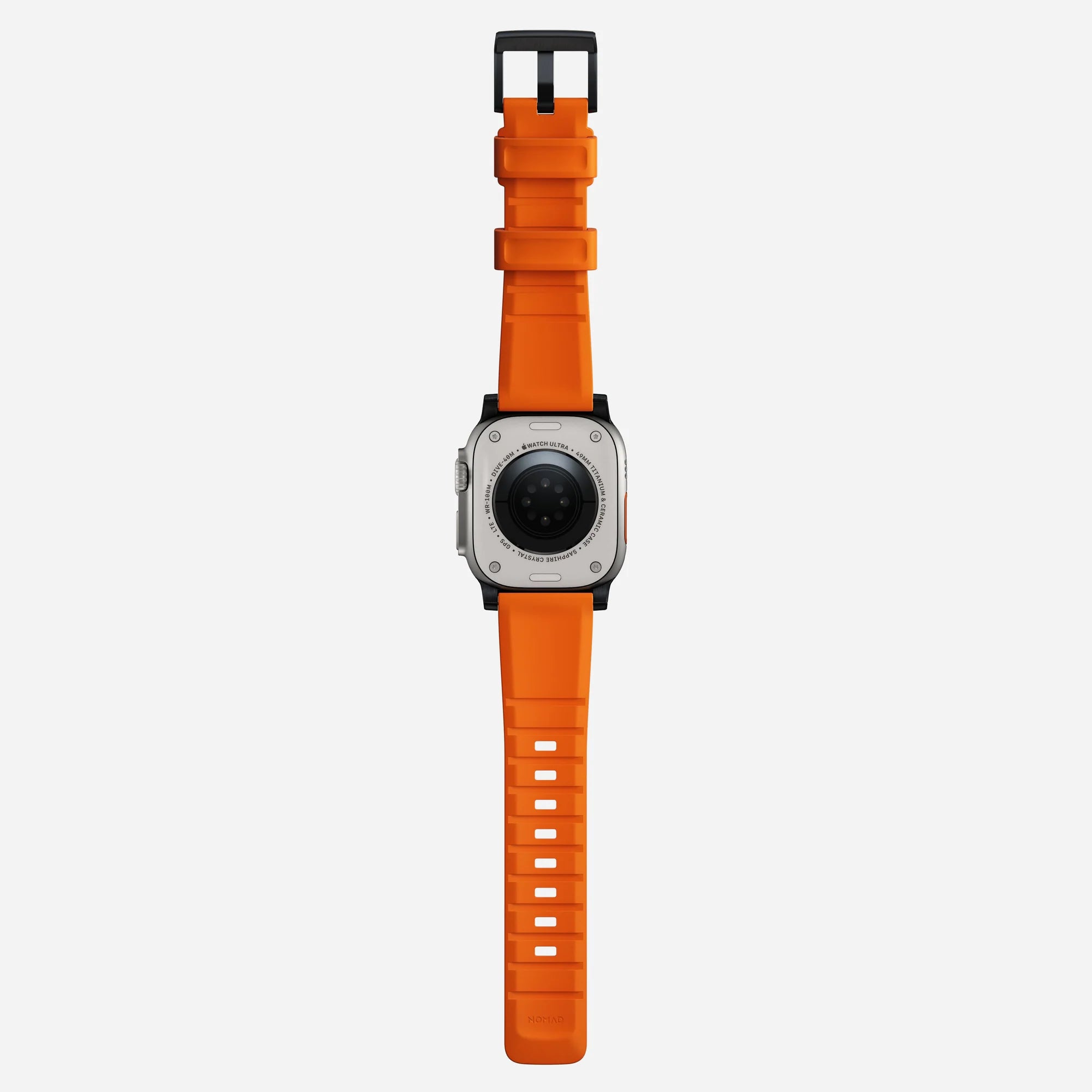 Nomad Rugged Apple Watch Silicone Strap (Black/Ultra Orange)