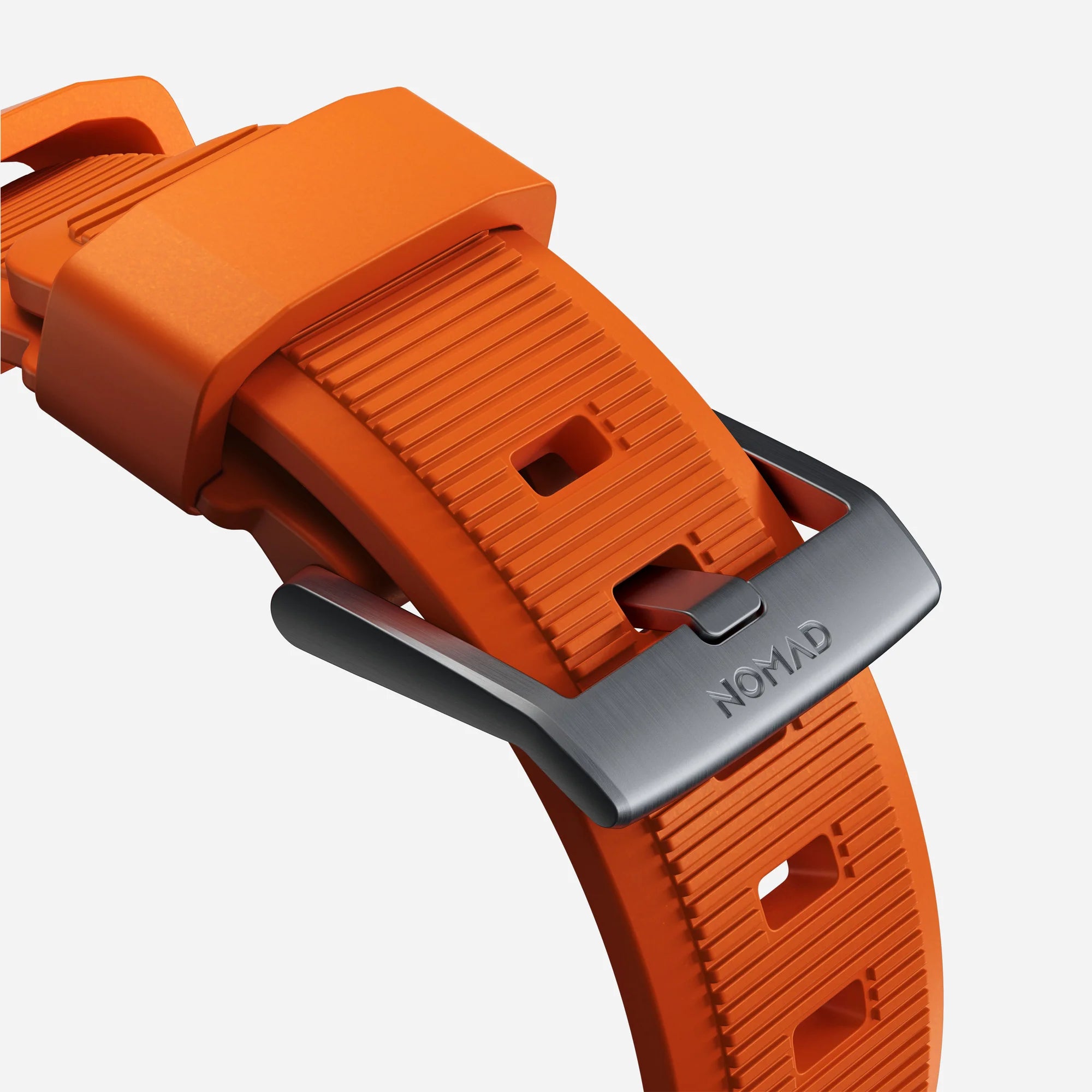 Nomad Rugged Apple Watch Silicone Strap (Silver/Ultra Orange)