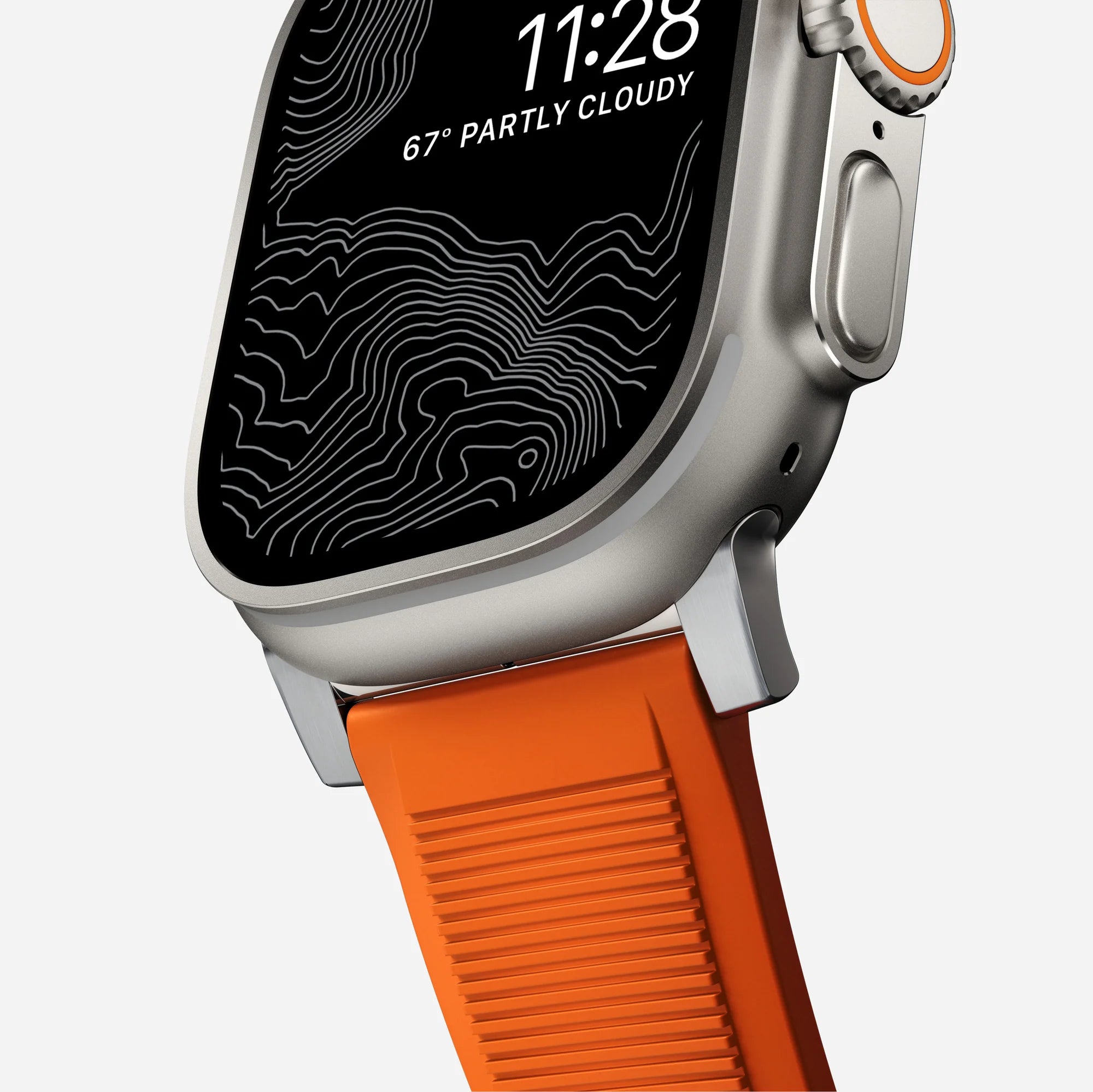 Nomad Rugged Apple Watch Silicone Strap (Silver/Ultra Orange)