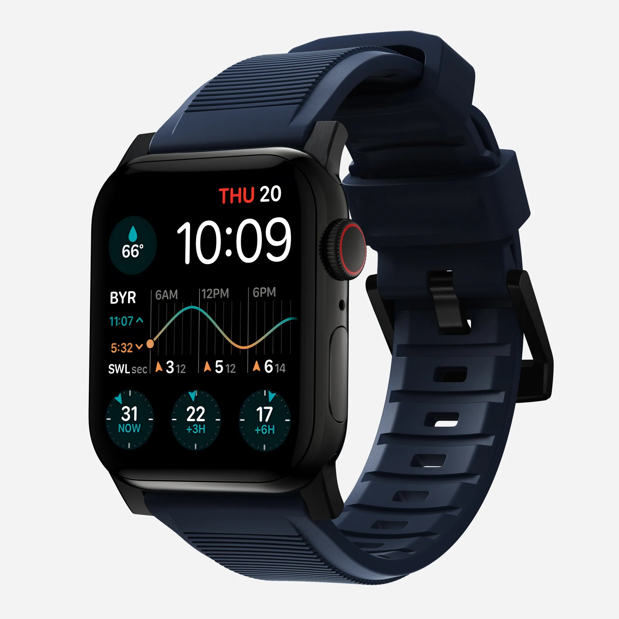 Nomad Bracelet de silicone résistant Apple Watch (noir/bleu atlantique)