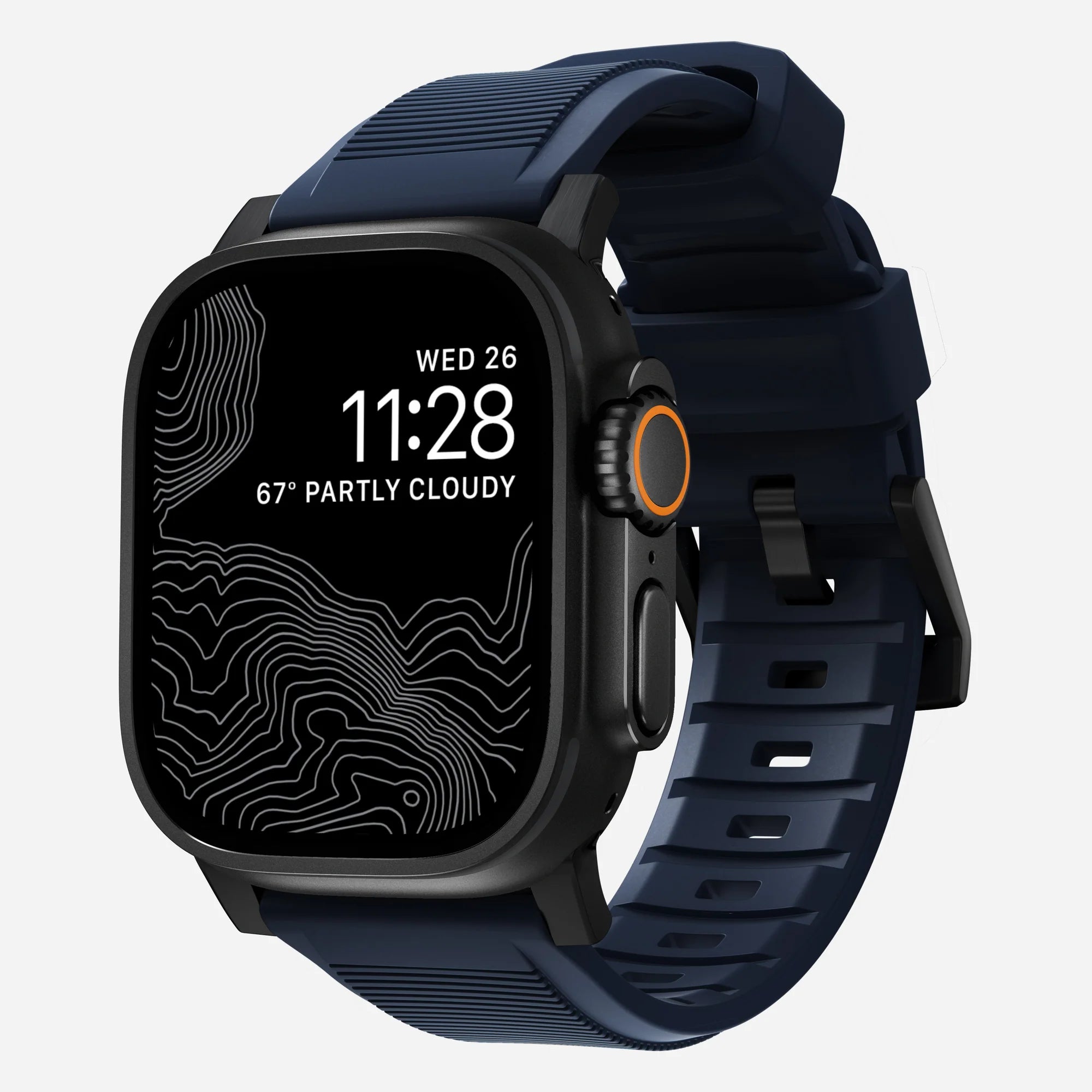 Nomad Bracelet de silicone résistant Apple Watch (noir/bleu atlantique)