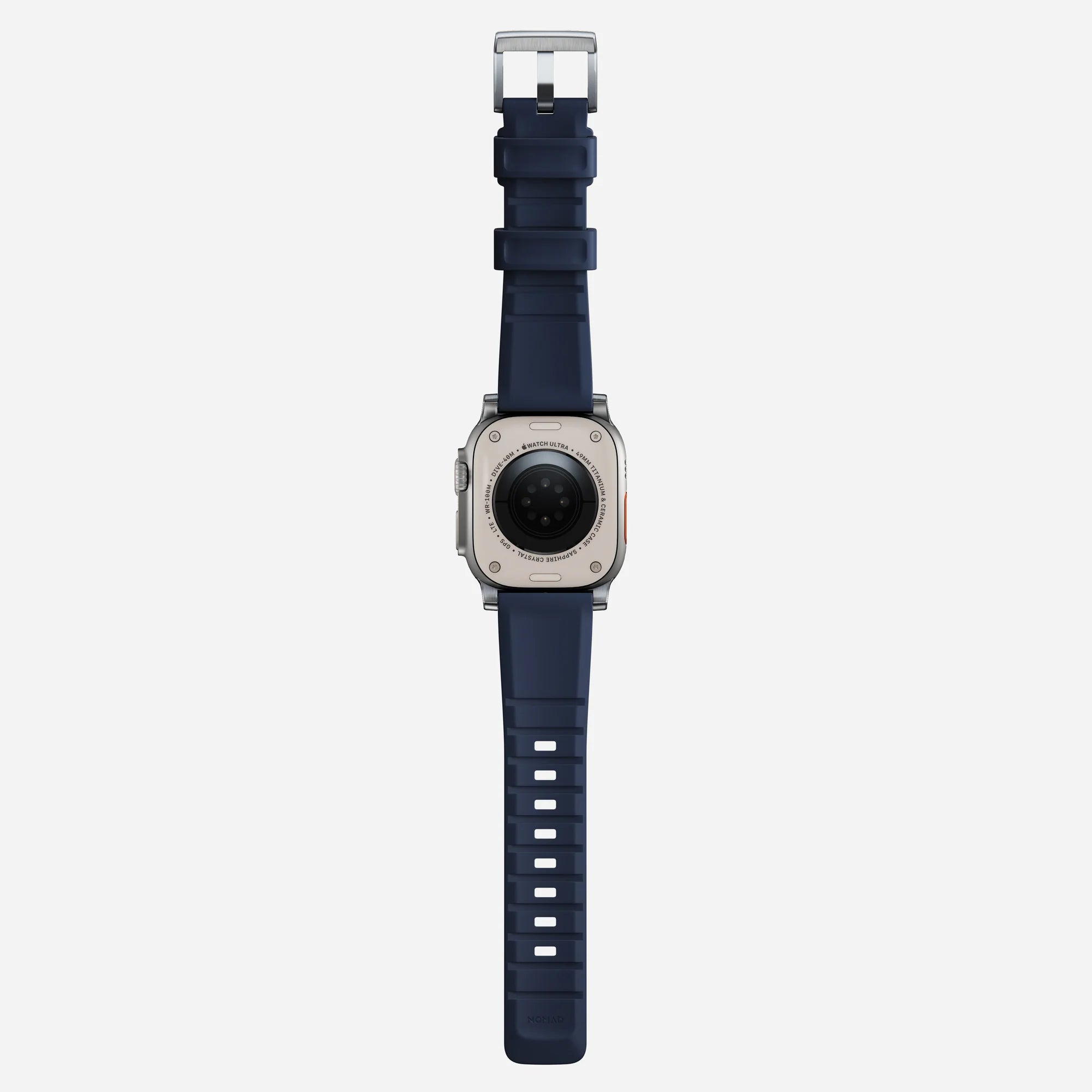 Nomad Rugged Apple Watch Silicone Strap Silver/Atlantic Blue)