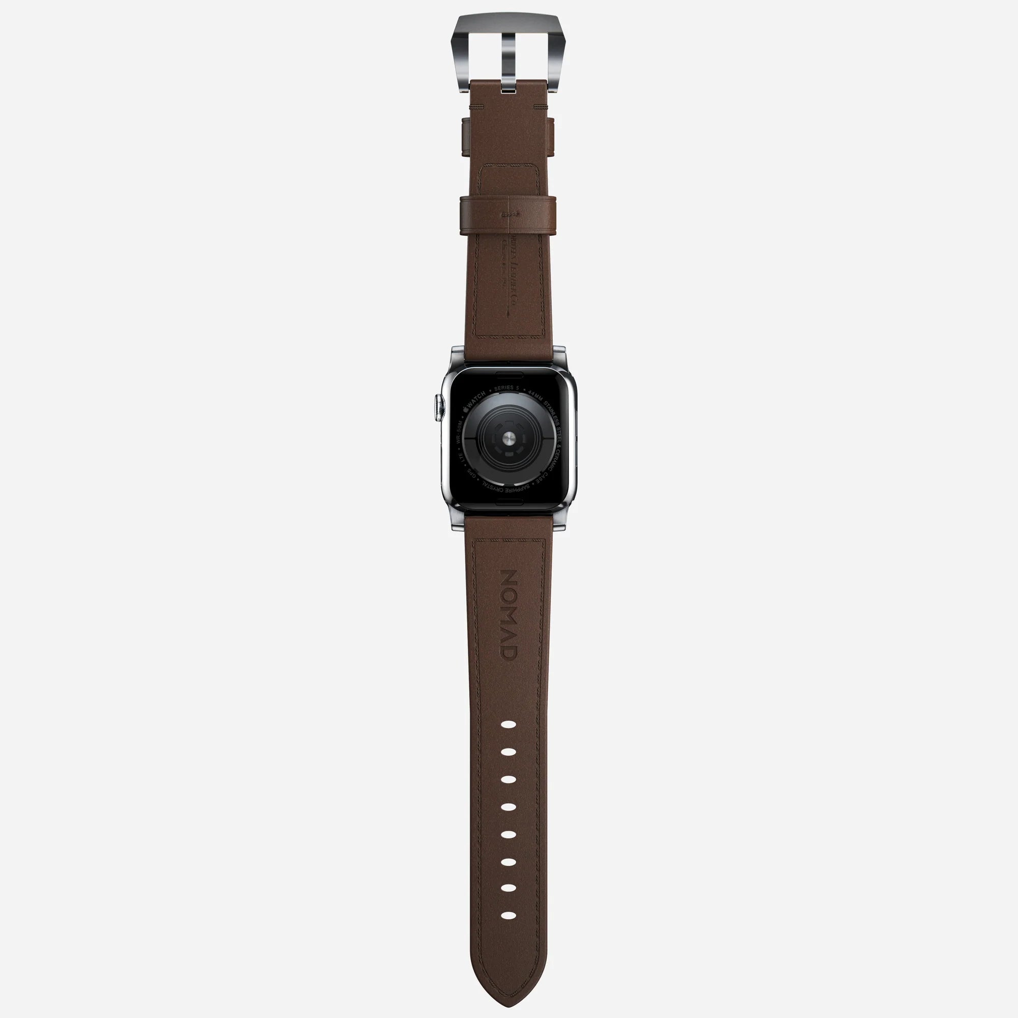 Nomad Bracelet cuir tradicional Apple Watch (marron/argenté)