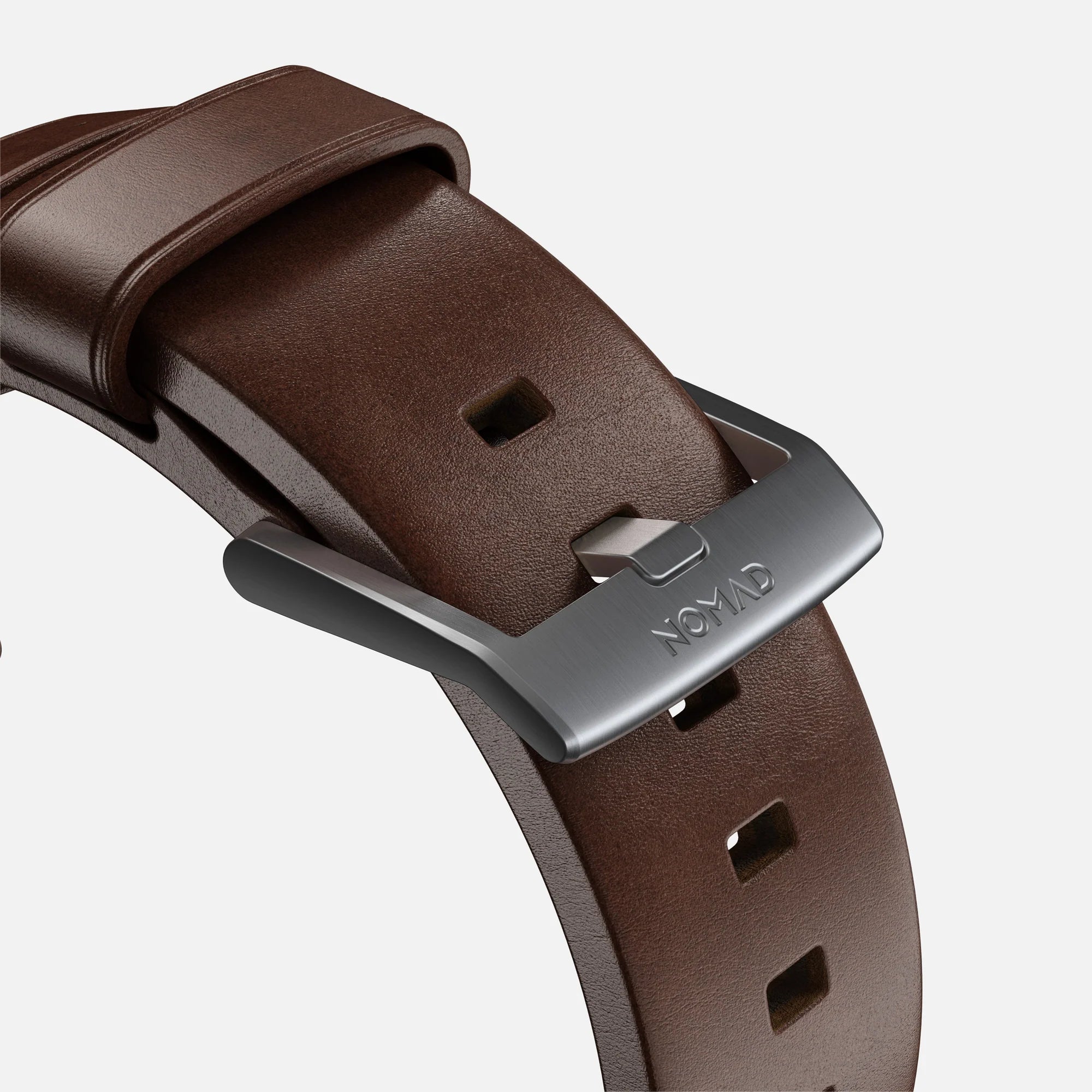 Nomad Modern Apple Watch Leather Strap (Brown/Silver)