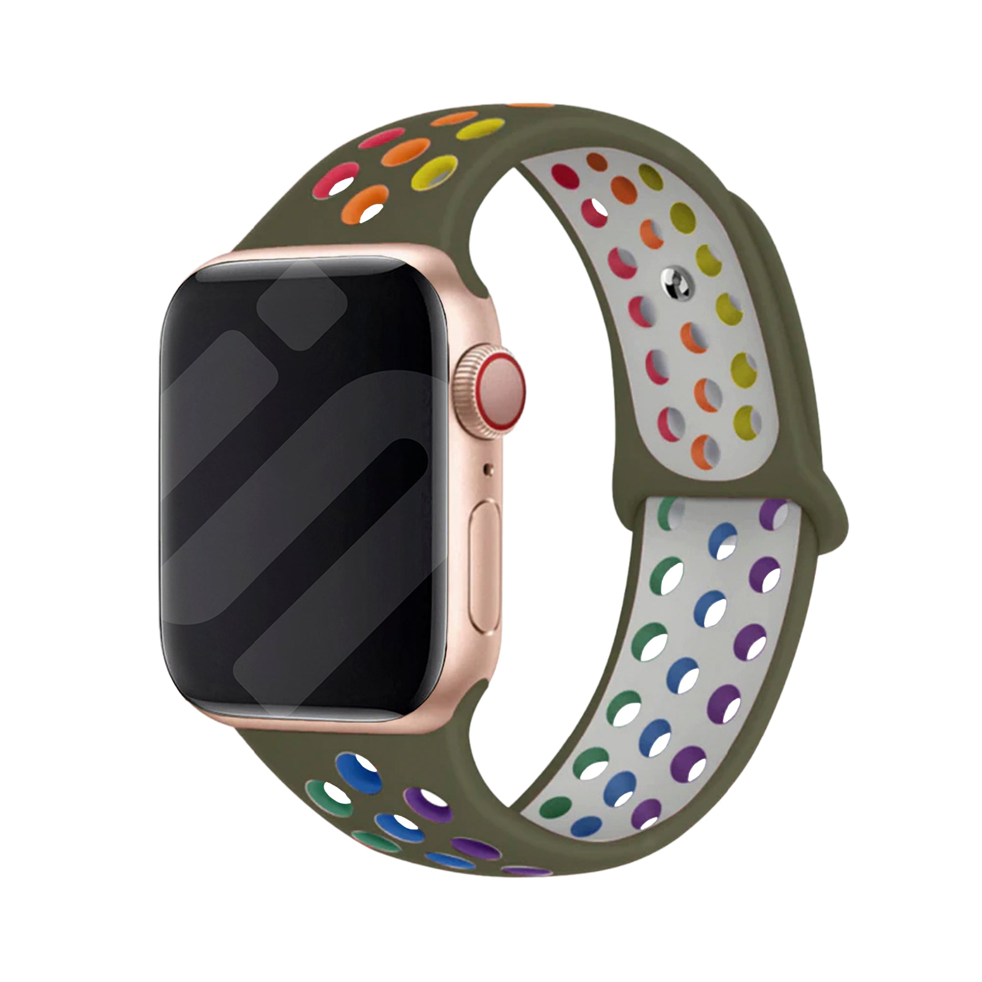 Apple Watch Sport Strap (Olive/Rainbow)