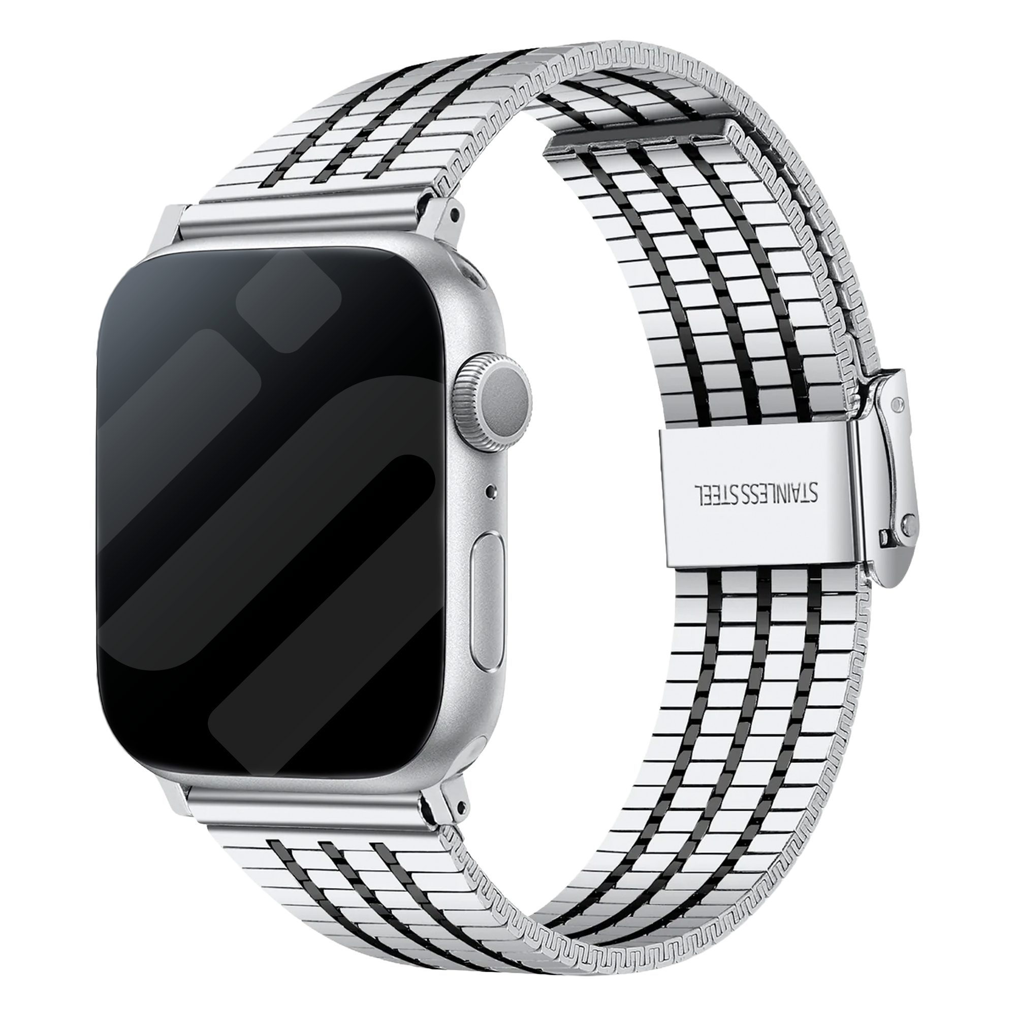 Bracelet Apple Watch acier inoxydable (argent/noir)