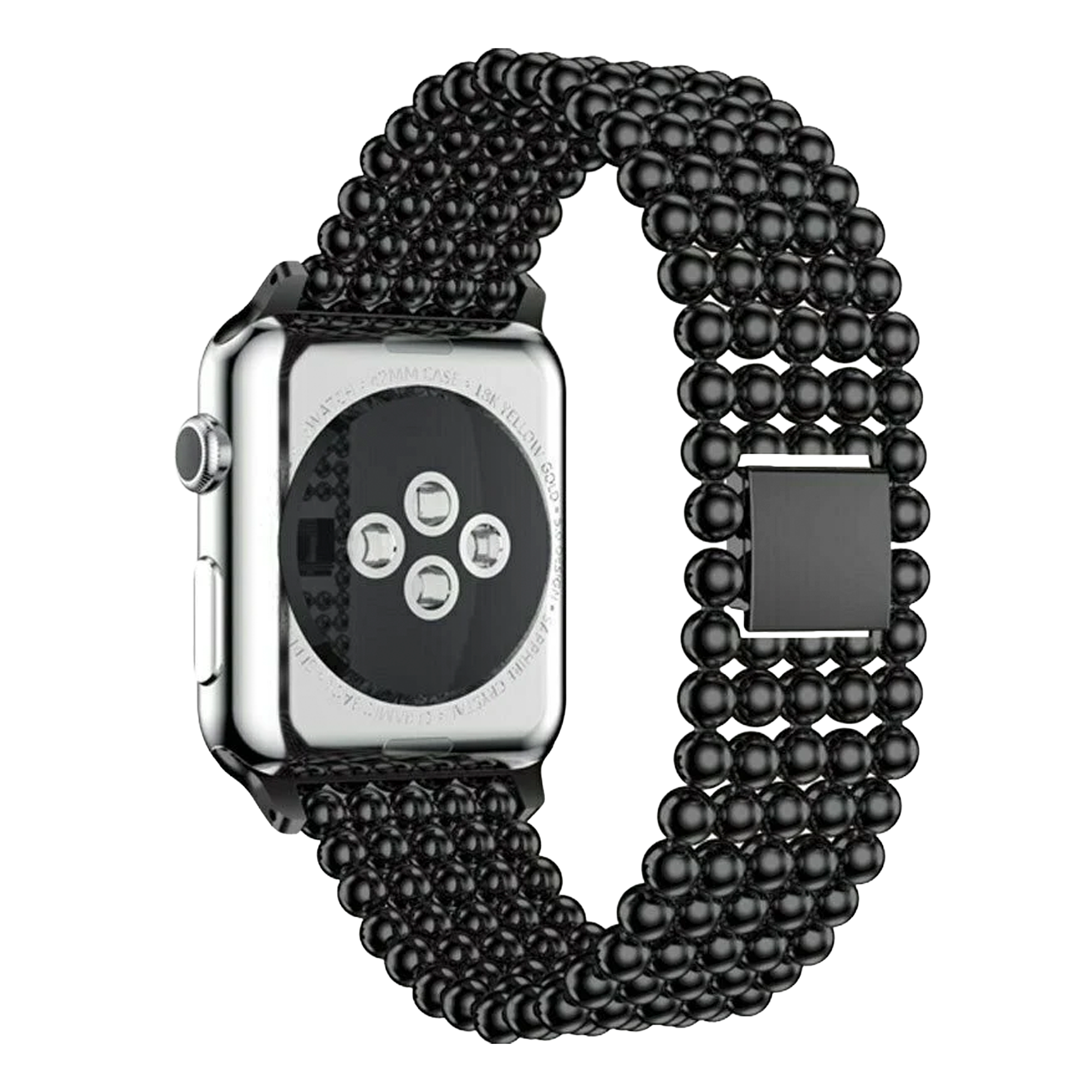 Bracelet perles acier Apple Watch (noir)
