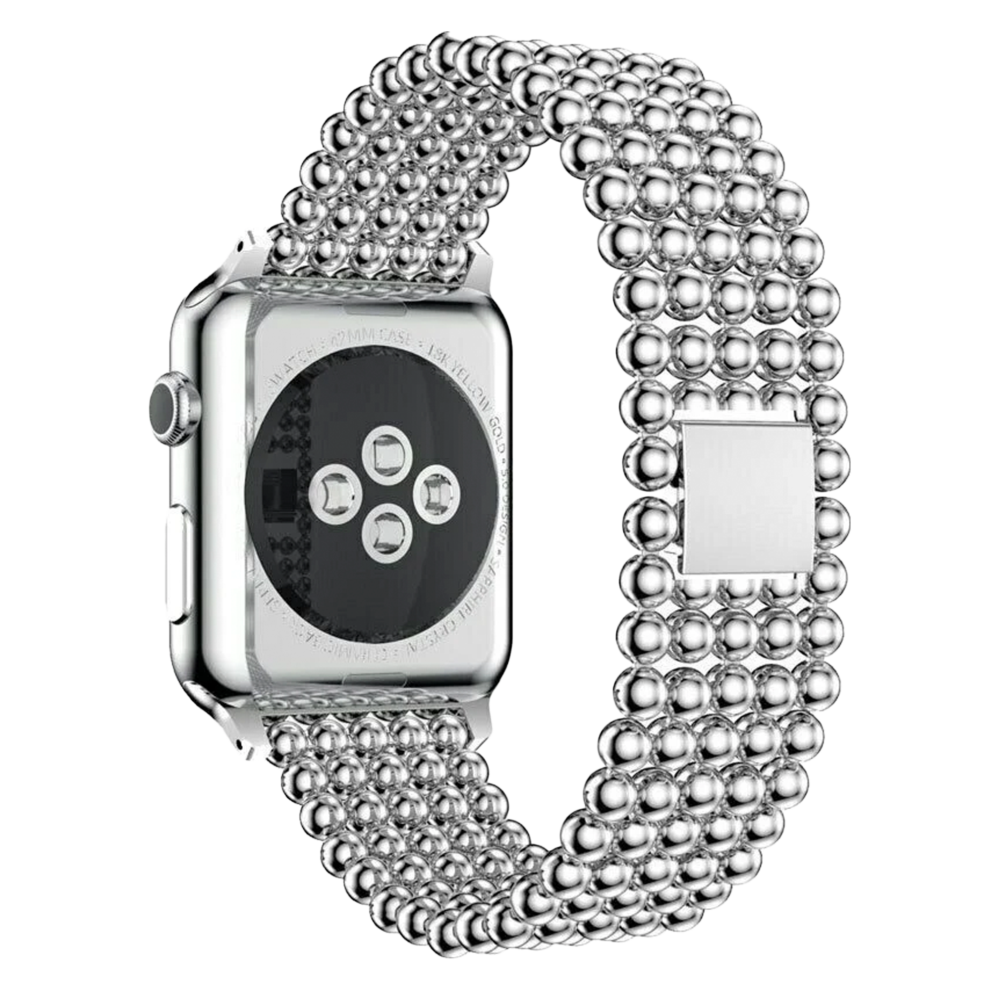 Bracelet perles acier Apple Watch (argent)