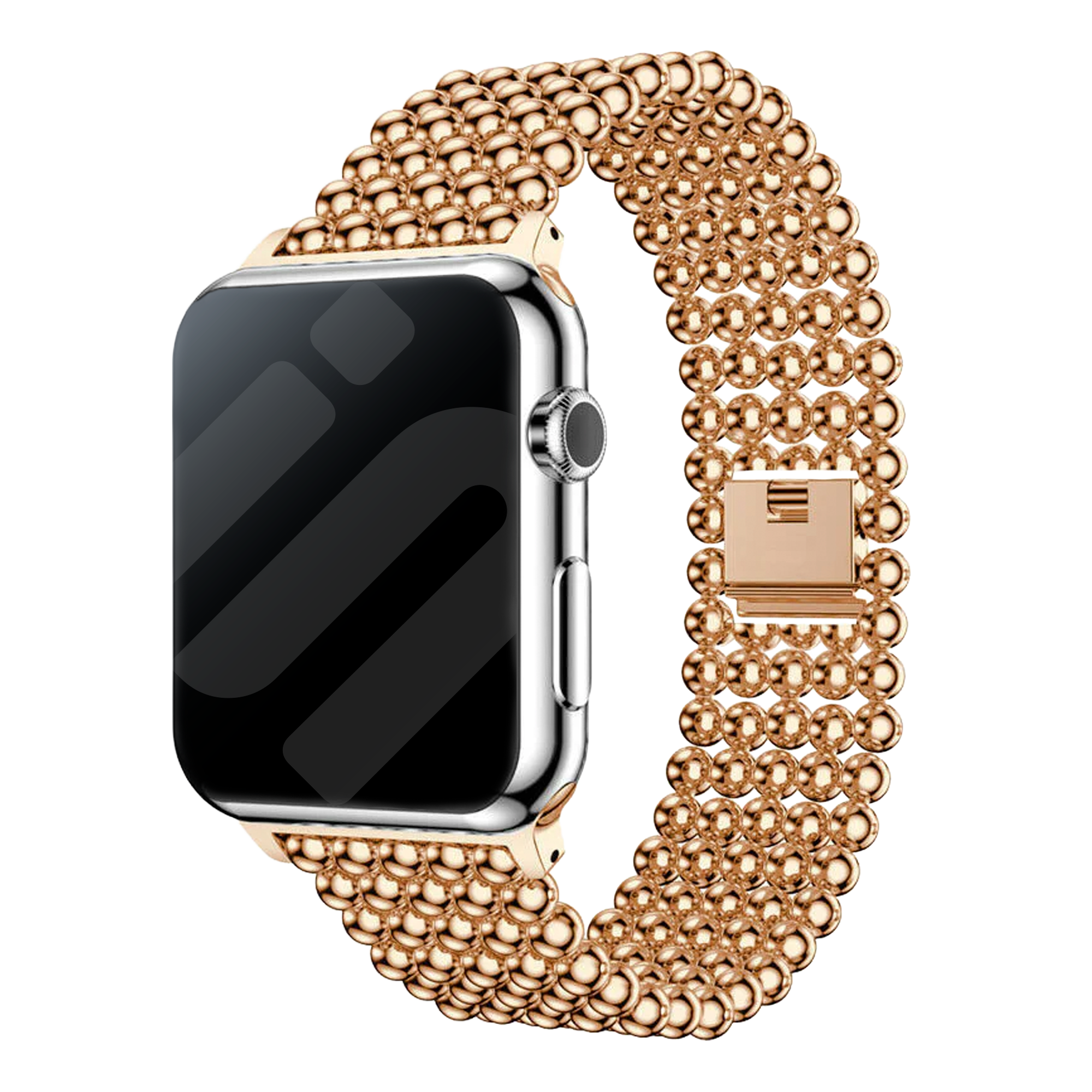 Bracelet perles acier Apple Watch (or rose)