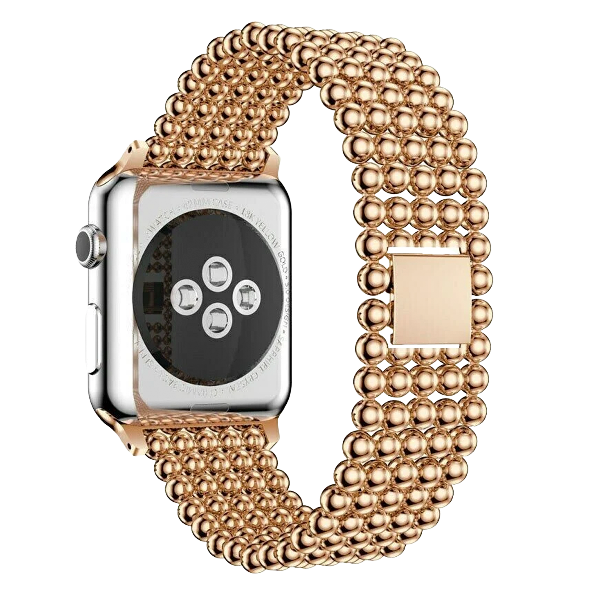 Bracelet perles acier Apple Watch (or rose)