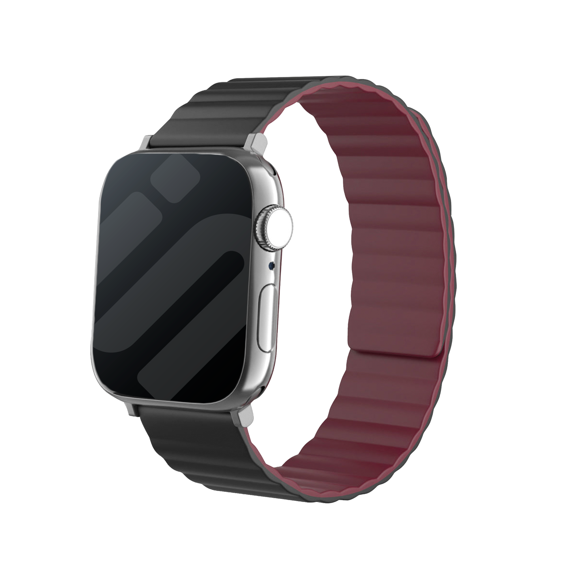 Bracelet silicone magnétique Apple Watch (noir/rouge)