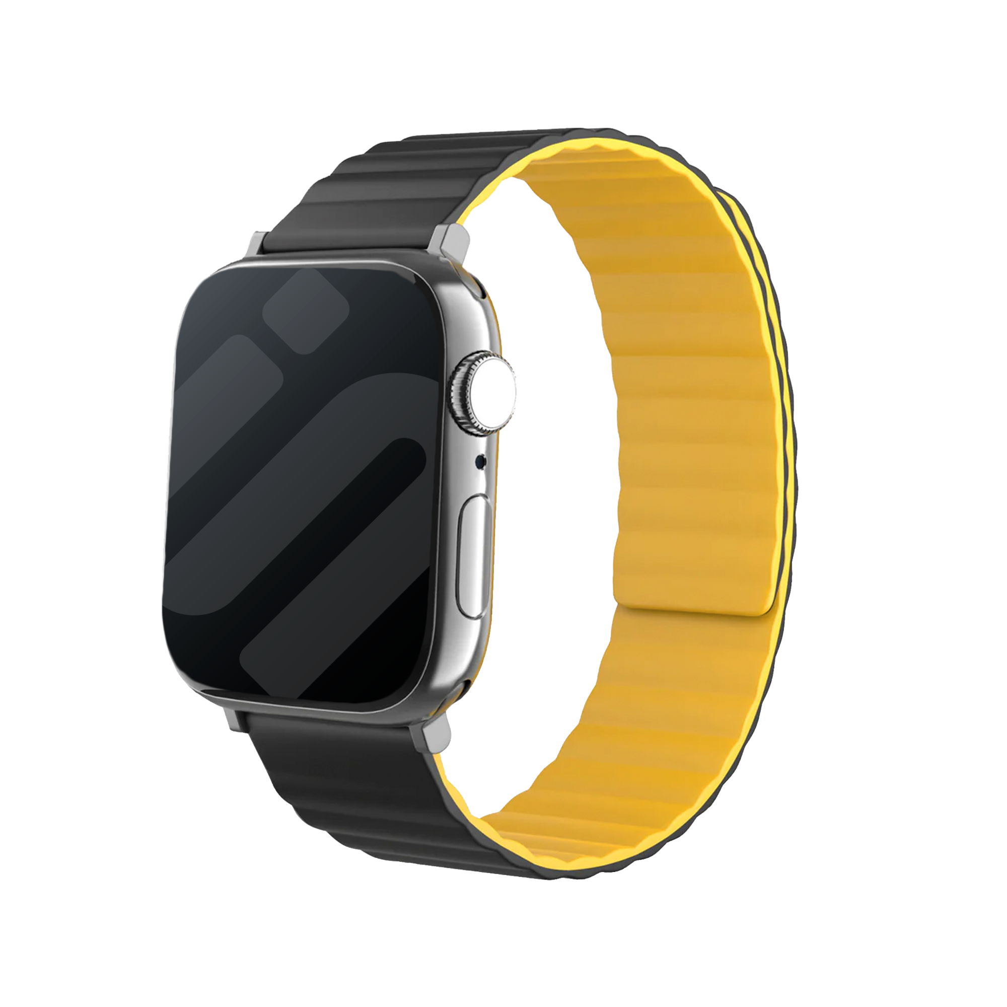 Bracelet silicone magnétique Apple Watch (noir/jaune)