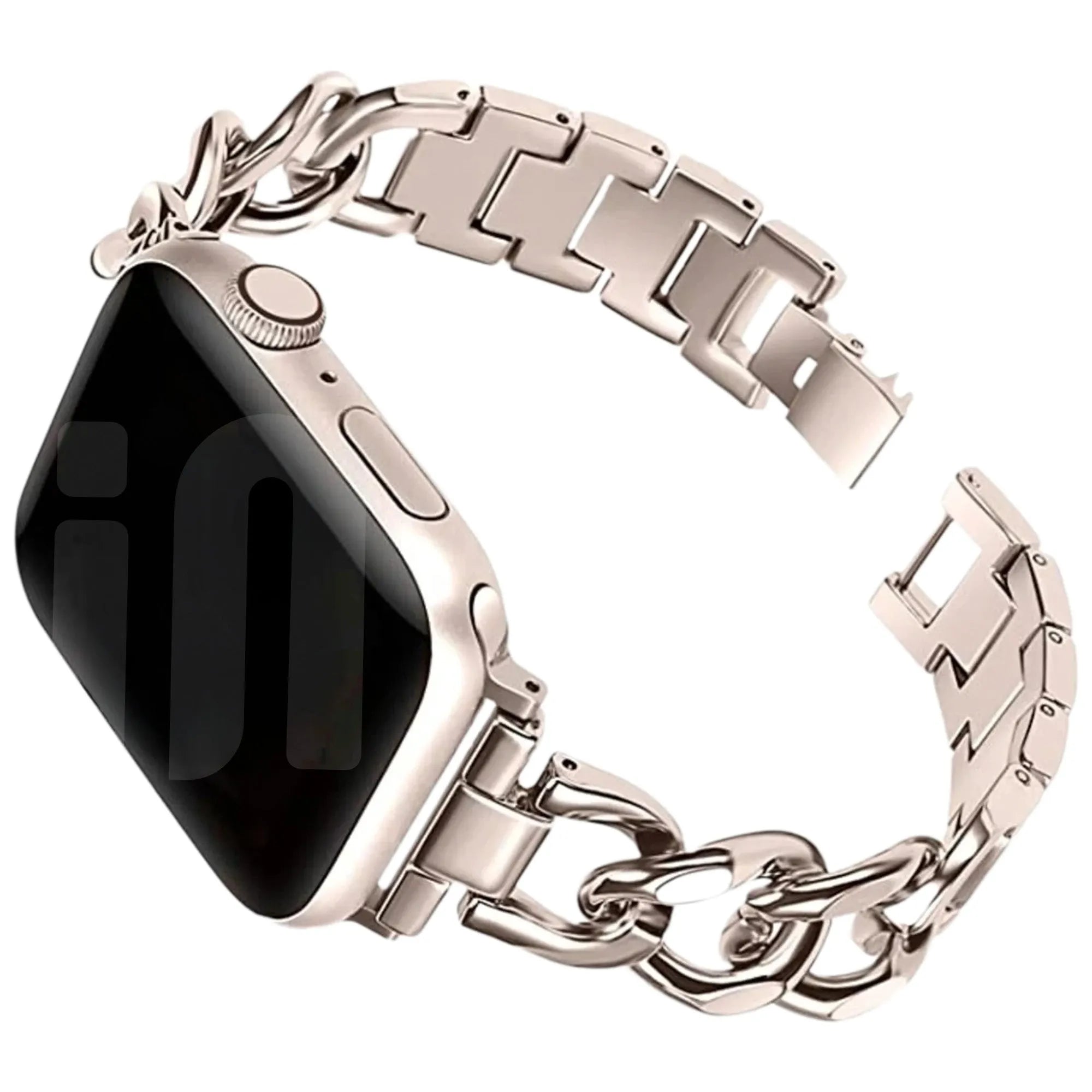 Bracelet chaîne acier Apple Watch (lumiére stellaire)