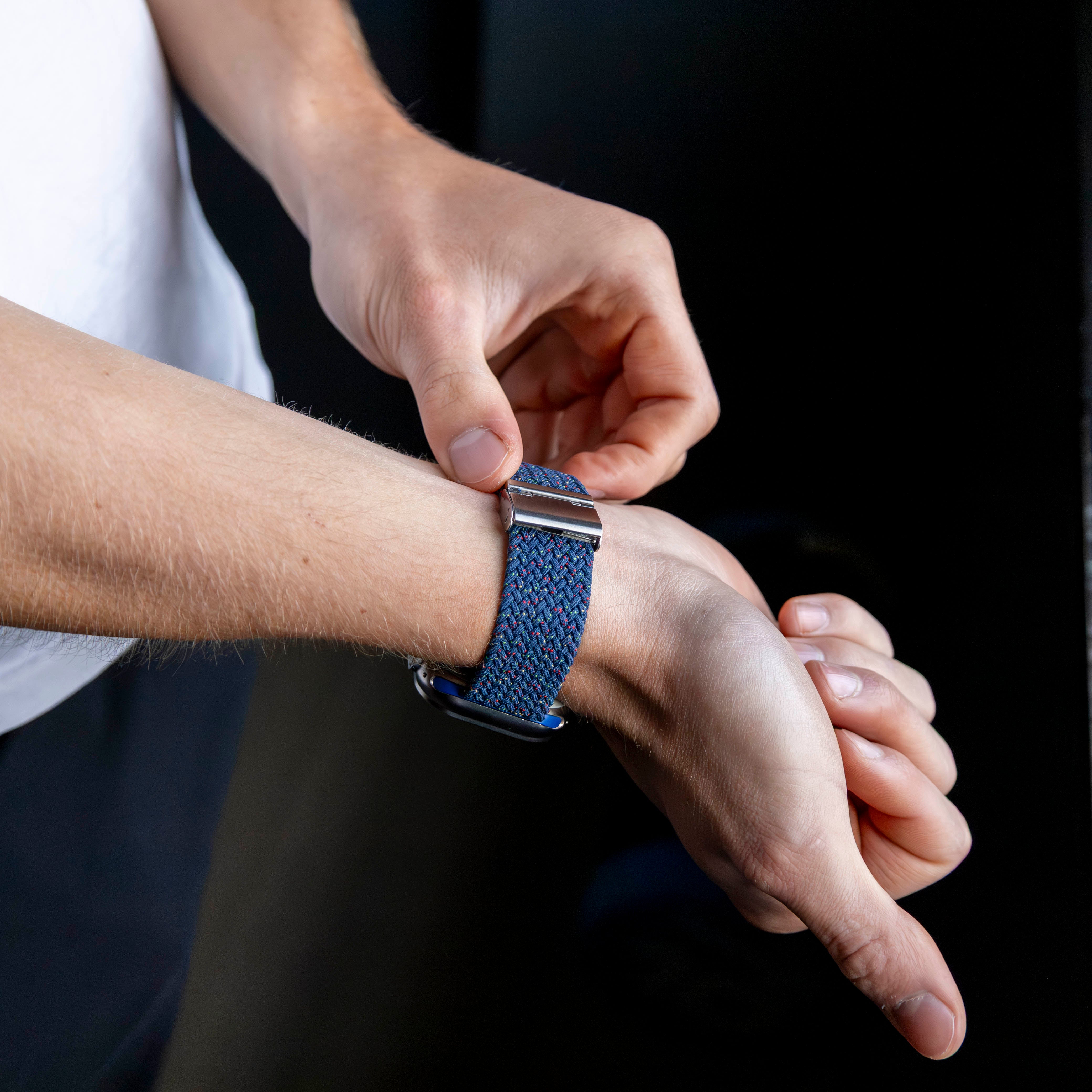 Bracelet tressé Apple Watch (bleu-gris mélanger)