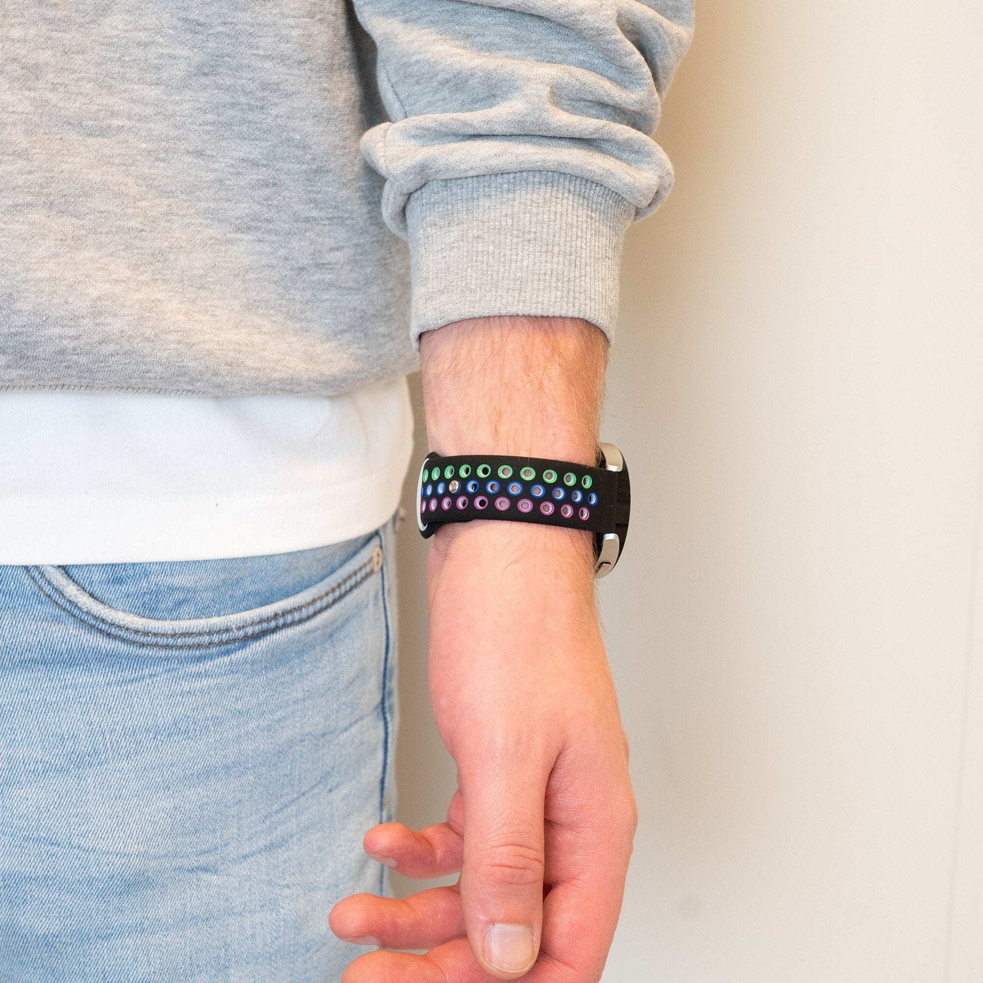 Bandz Bracelet sport 'Deluxe' Coros Apex 42mm (noir/arc-en-ciel)