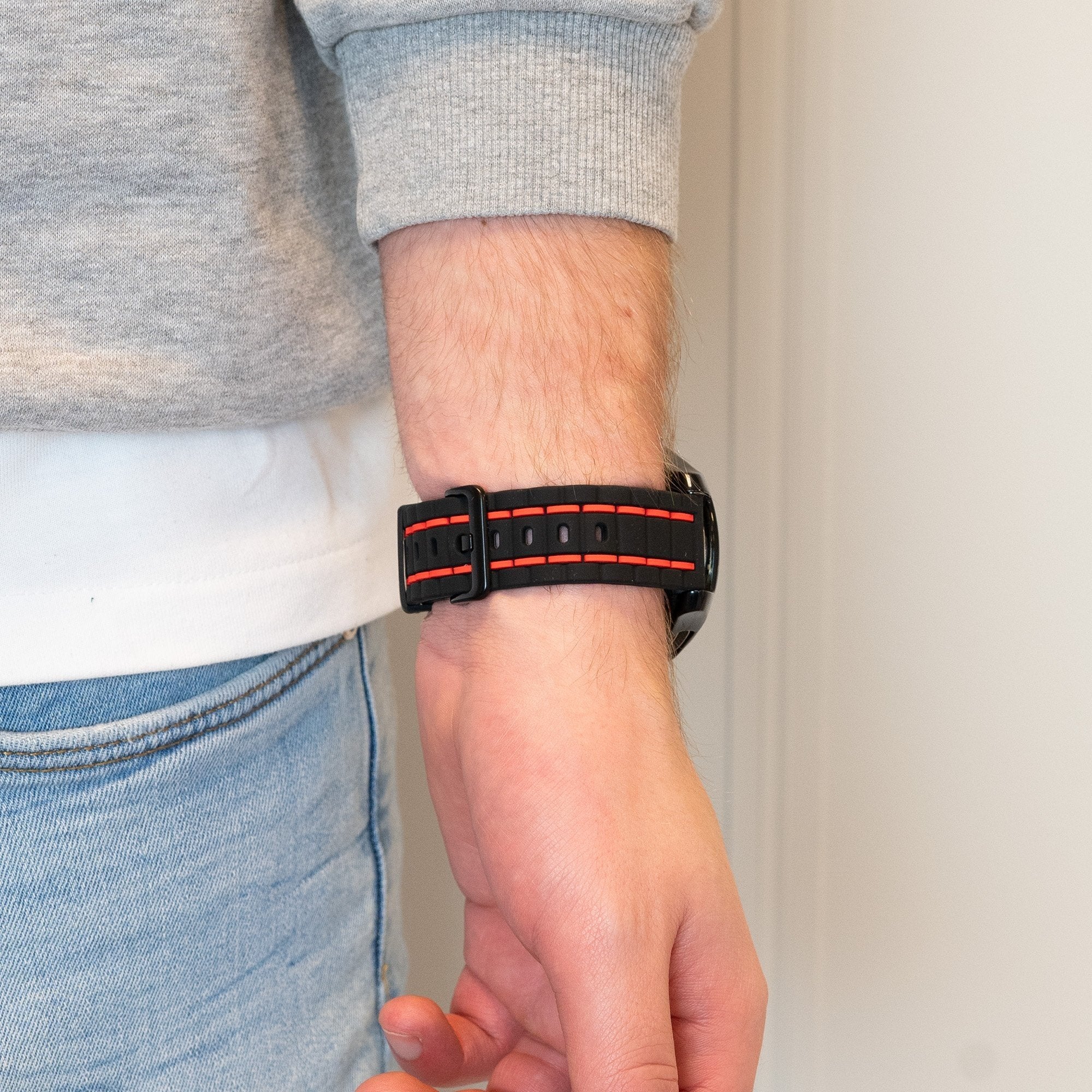 Bandz Bracelet sport rayé Redmi Watch 5 Lite (noir/rouge)
