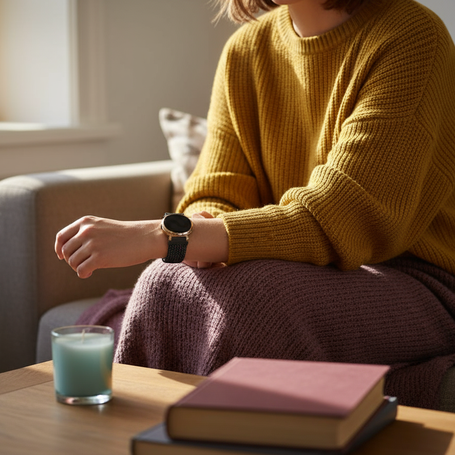 Bandz Bracelet nylon tressé Garmin Lily 2 (noir melange)