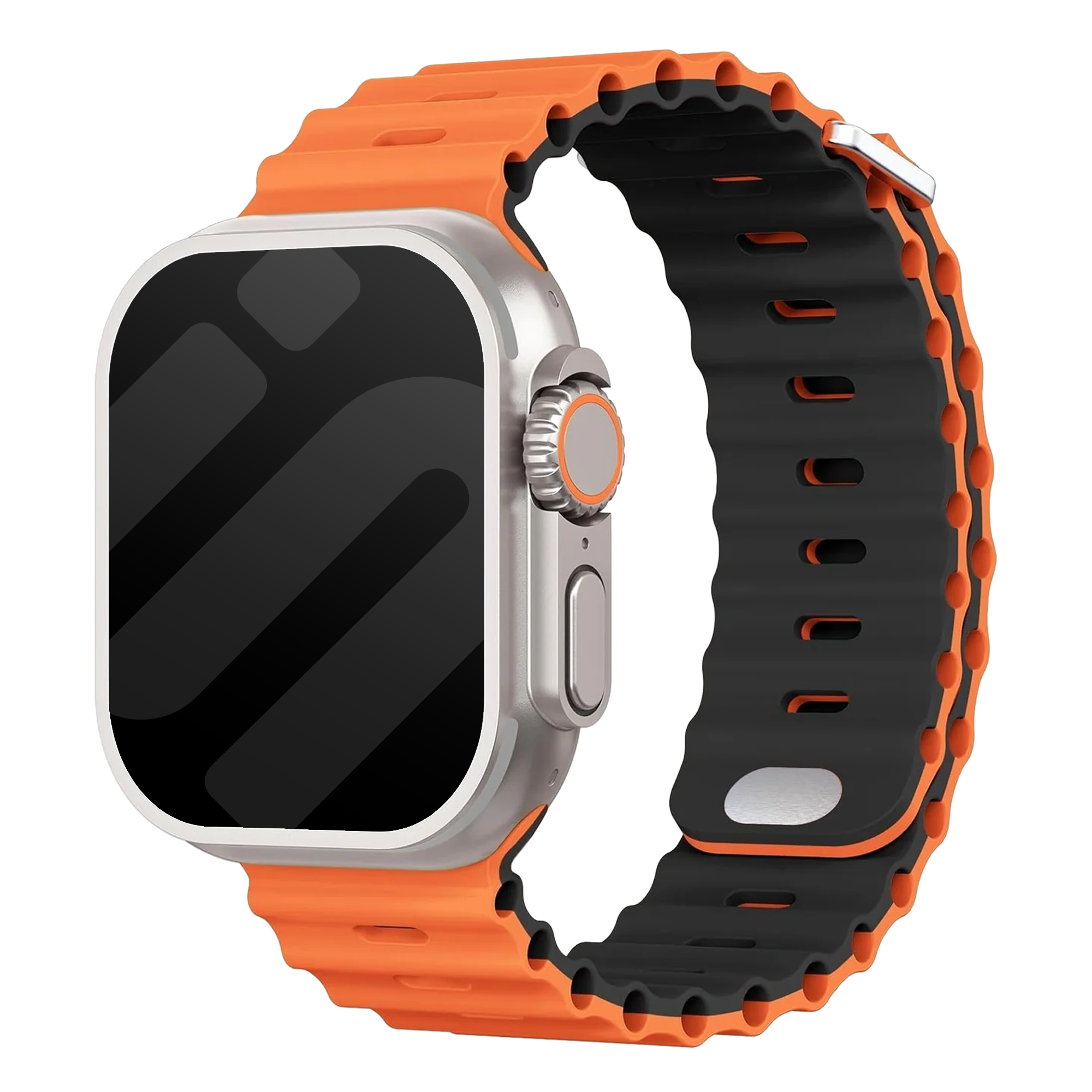 Apple Watch Ocean Strap with Snap Closure (Orange/Black)
