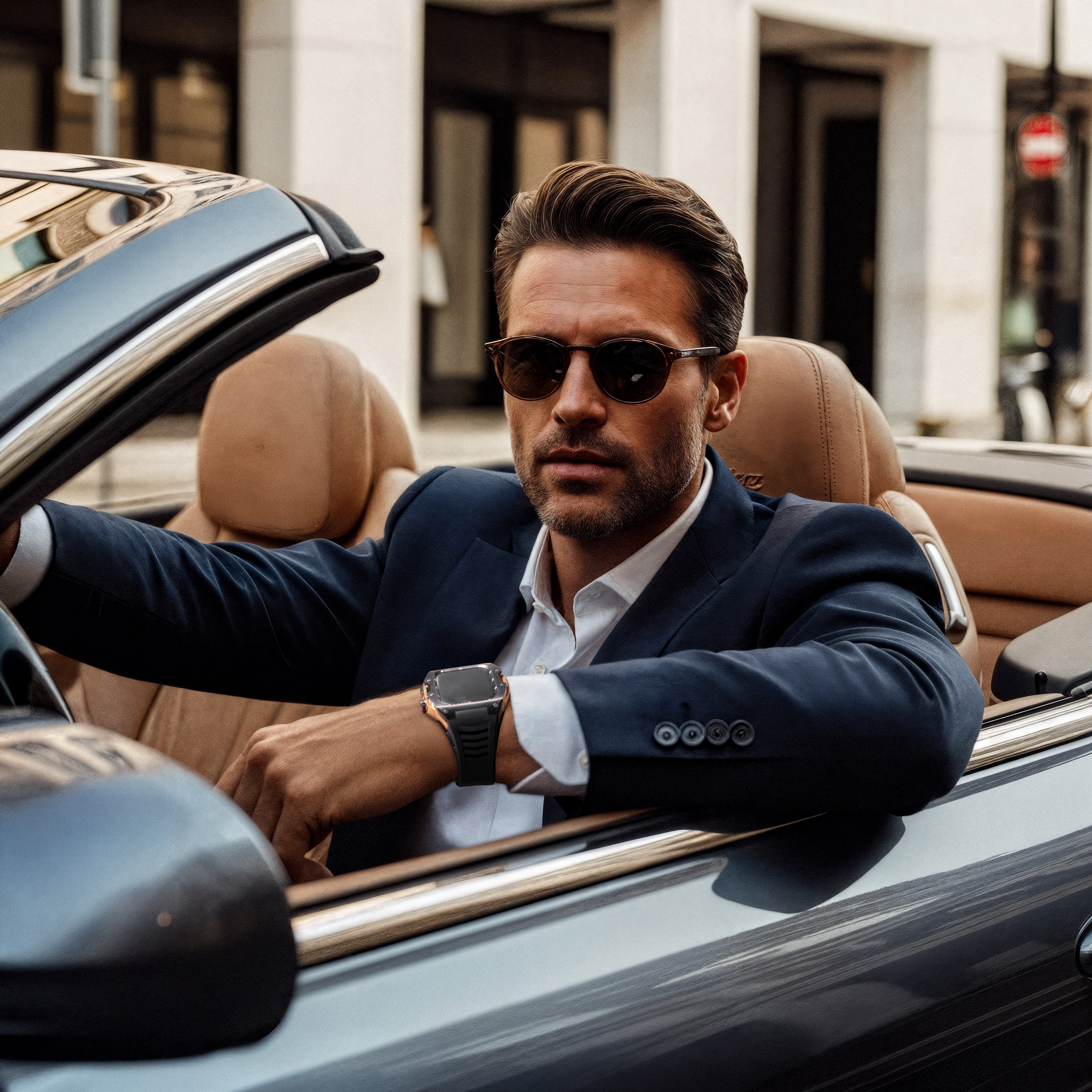 Reqior Boîtier avec bracelet en caoutchouc Apple Watch 45mm (noir/rose or)