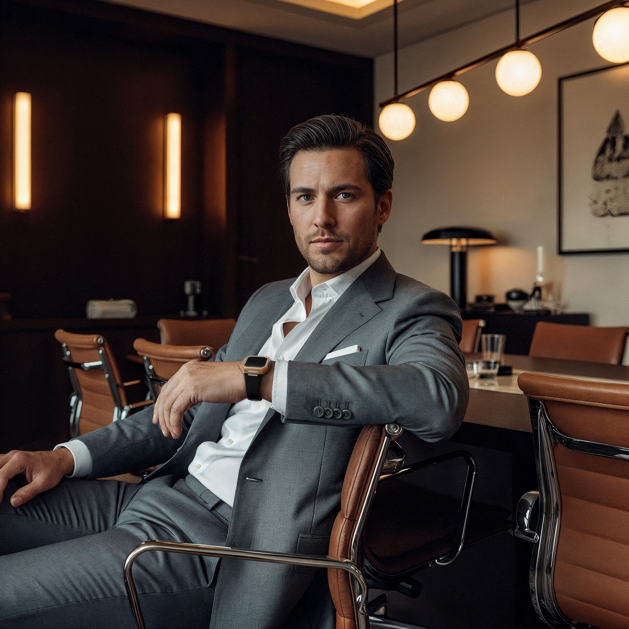 Reqior Apple Watch 45mm Case with Rubber Strap (Rose Gold/Black)