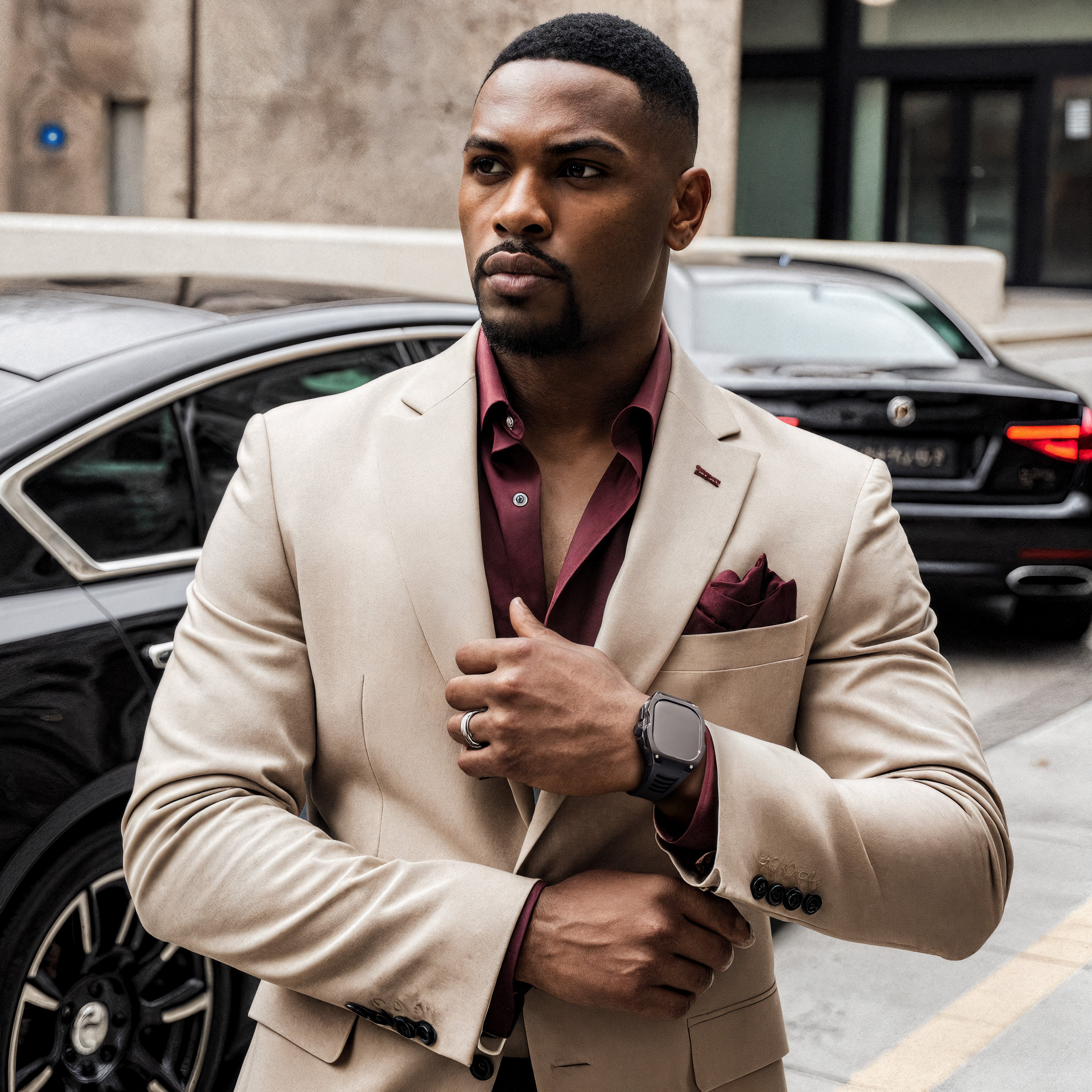 Reqior Apple Watch Ultra Case with Rubber Strap (Black)