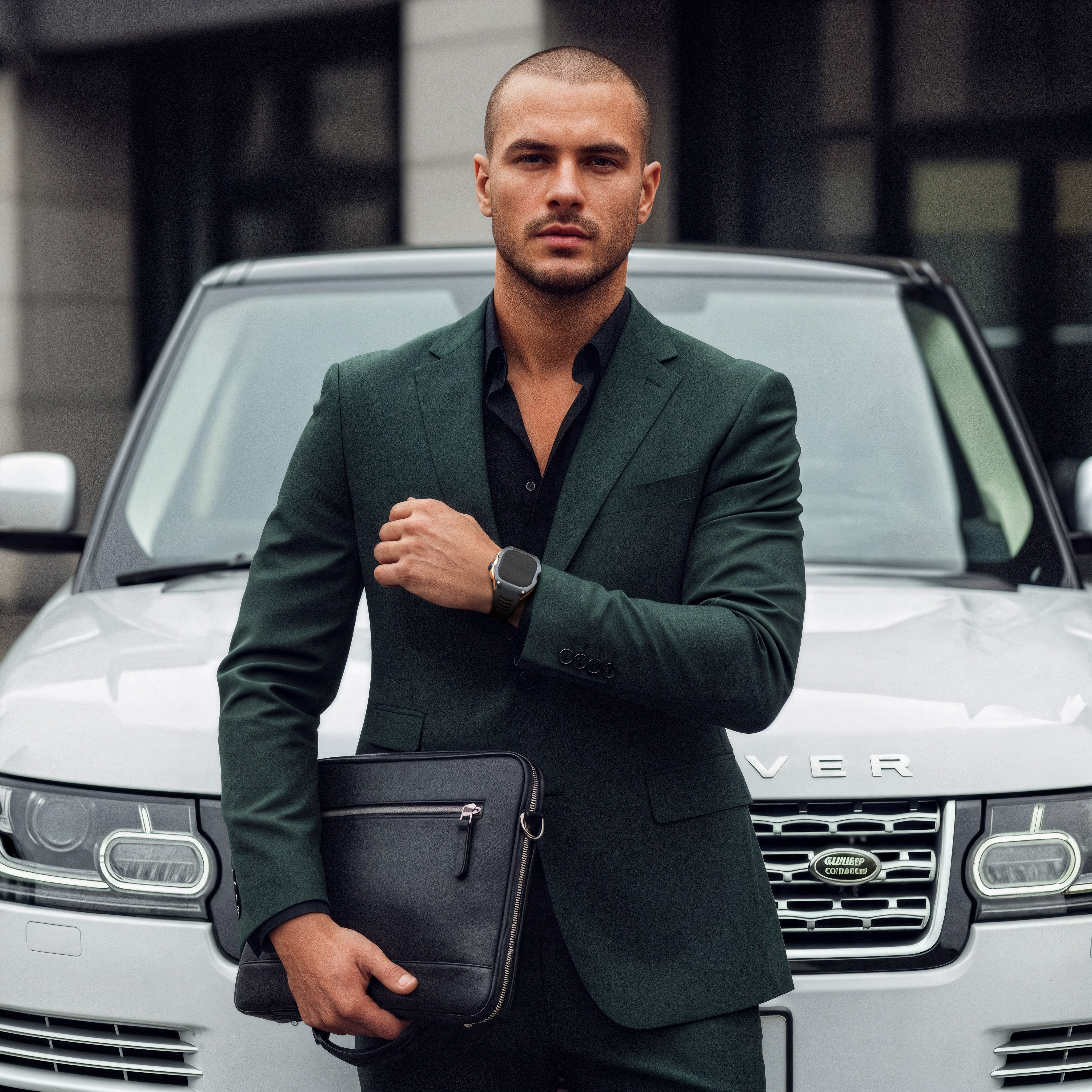 Reqior Boîtier avec bracelet en caoutchouc Apple Watch Ultra (noir/rose or)