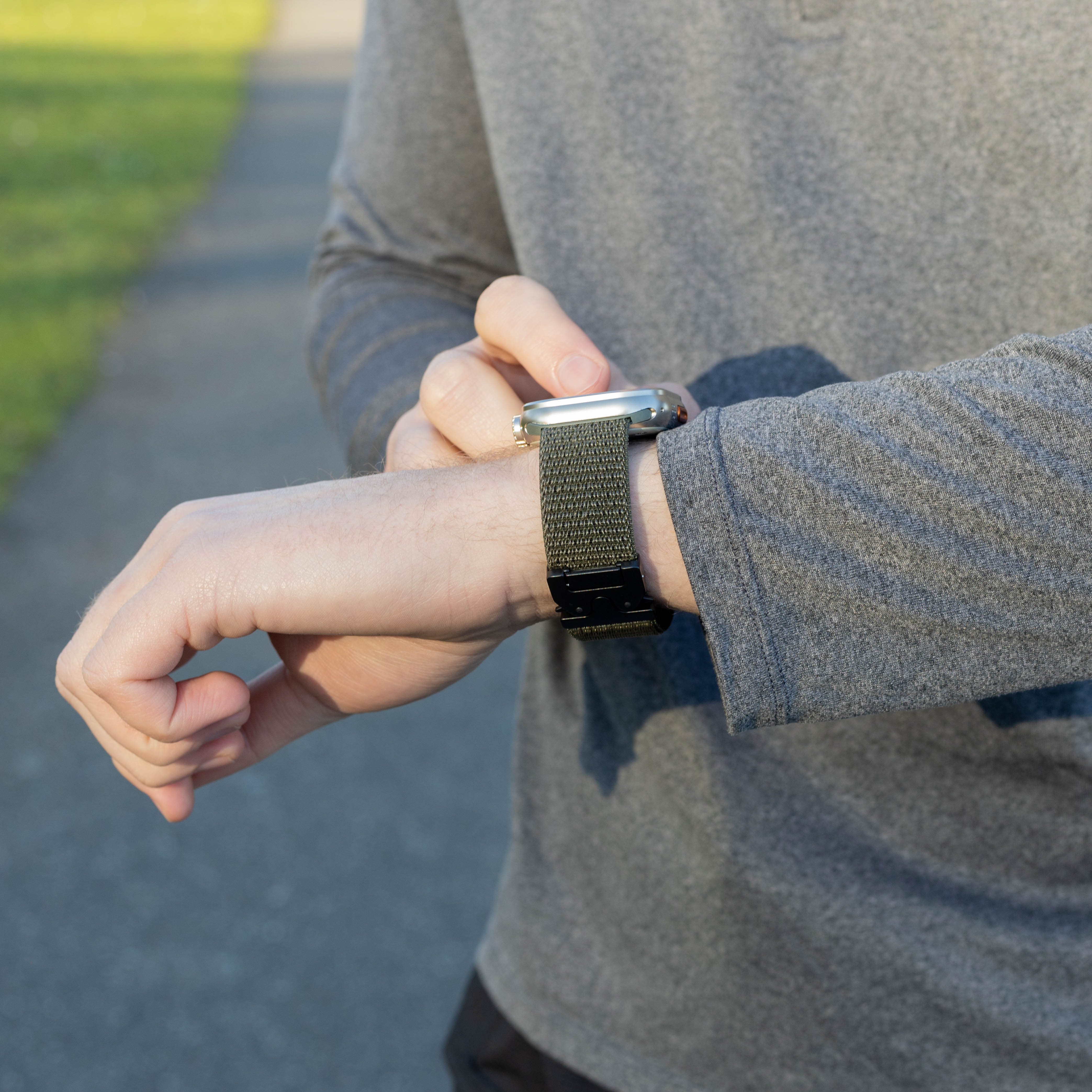 Bandz Bracelet nylon 'Classique' avec P-buckle Apple Watch (vert armée)