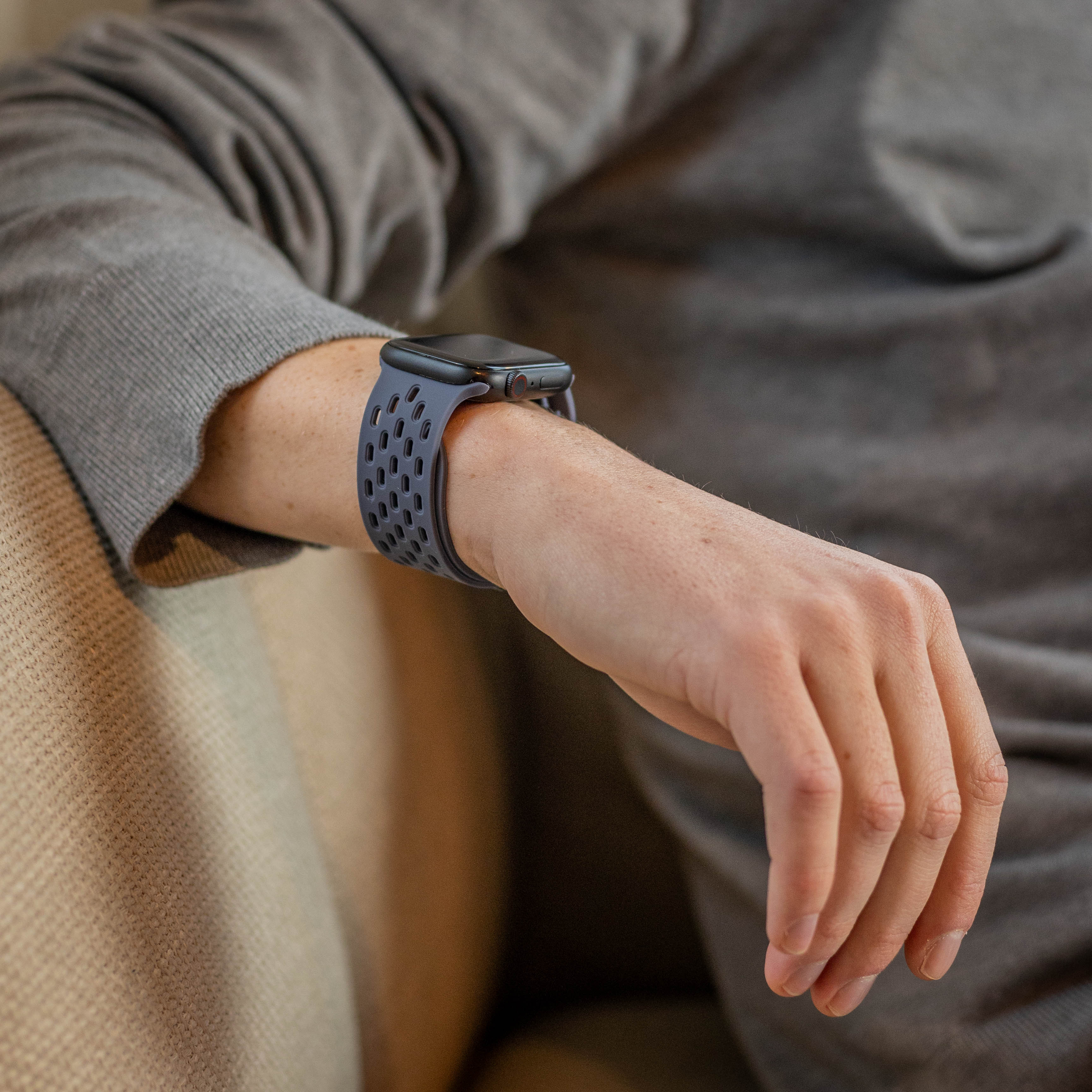 Bracelet silicone air avec P-buckle pour Apple Watch (grisbleu)