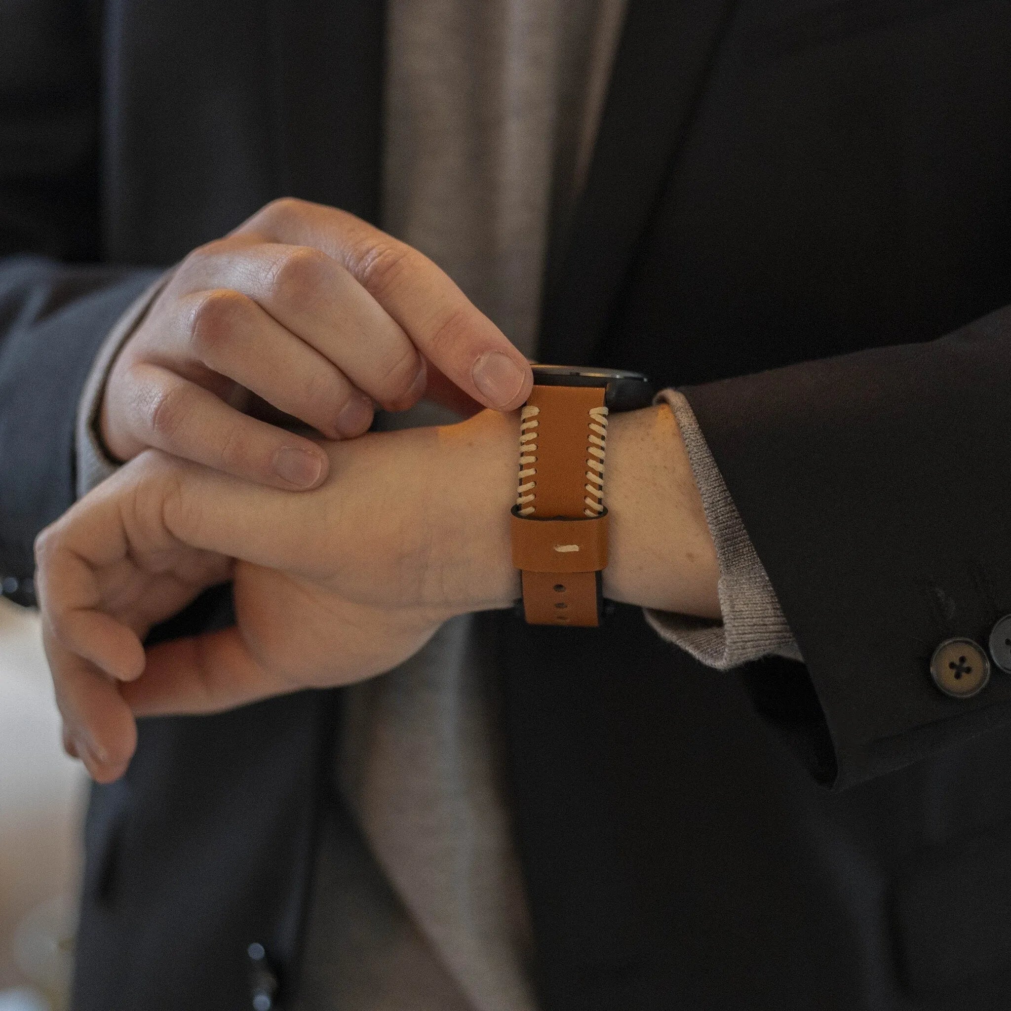 Bracelet cuir tissée Oppo Watch X2 (marron)