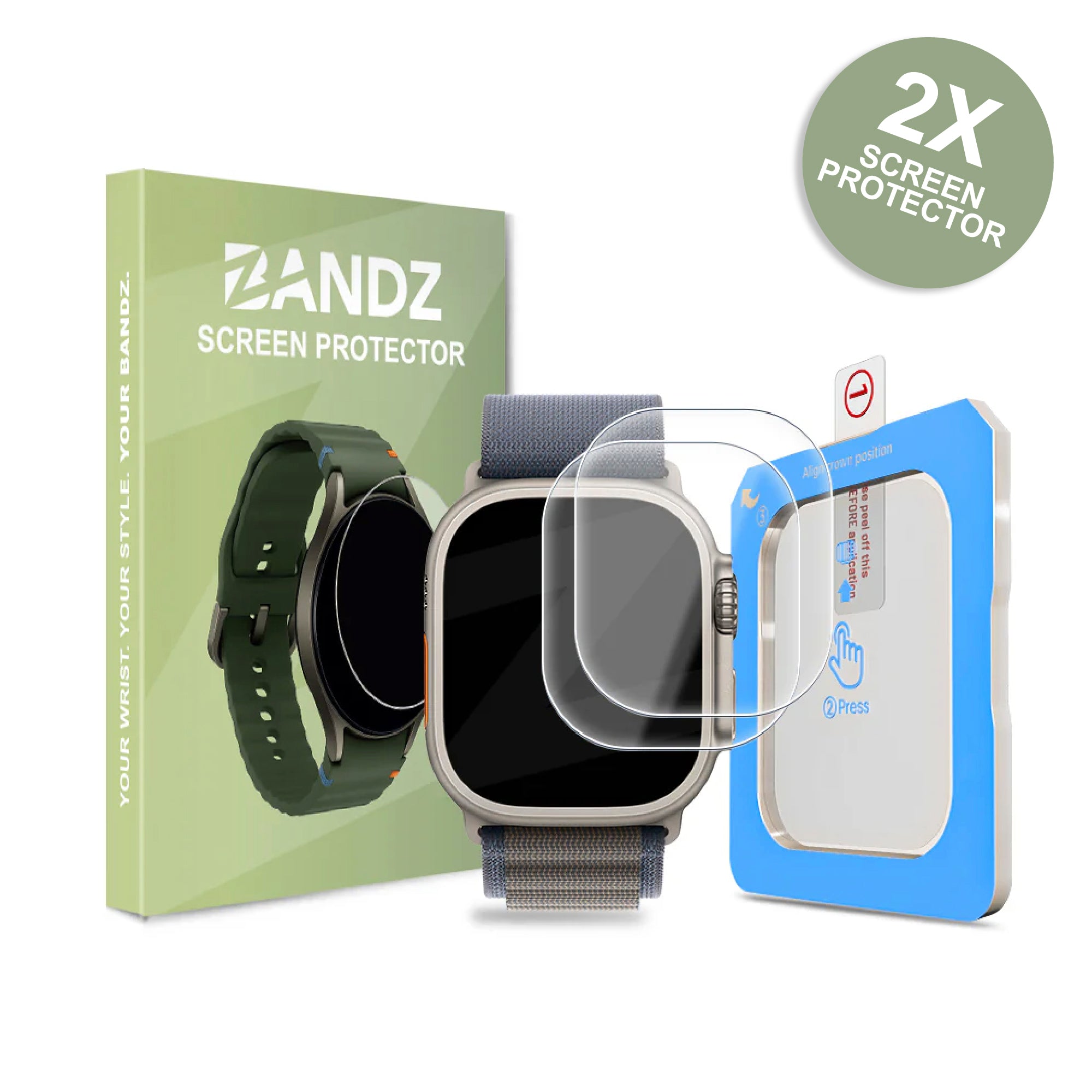 Bandz protecteur d'écran avec One-Click Tool Apple Watch Ultra