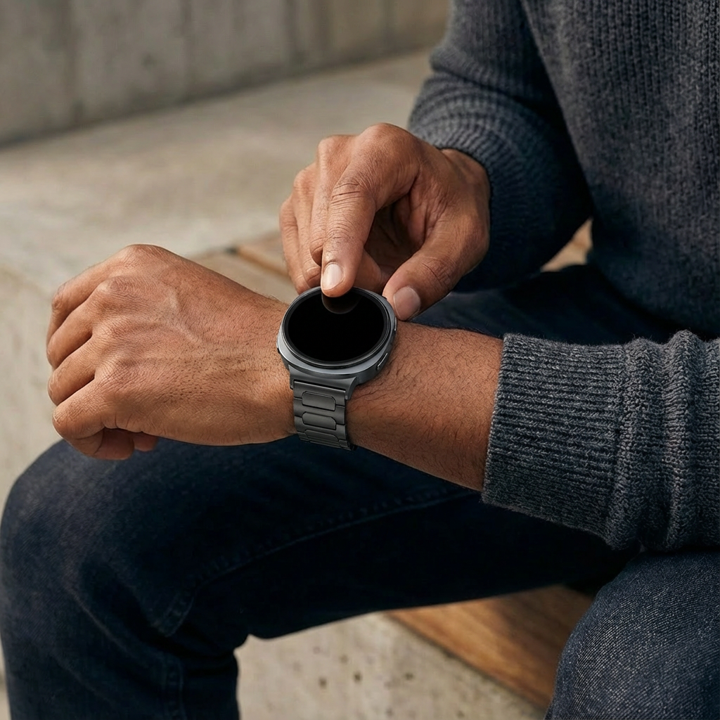 Bandz Bracelet titane 'Deluxe' Samsung Galaxy Watch 8 - 40mm (noir)