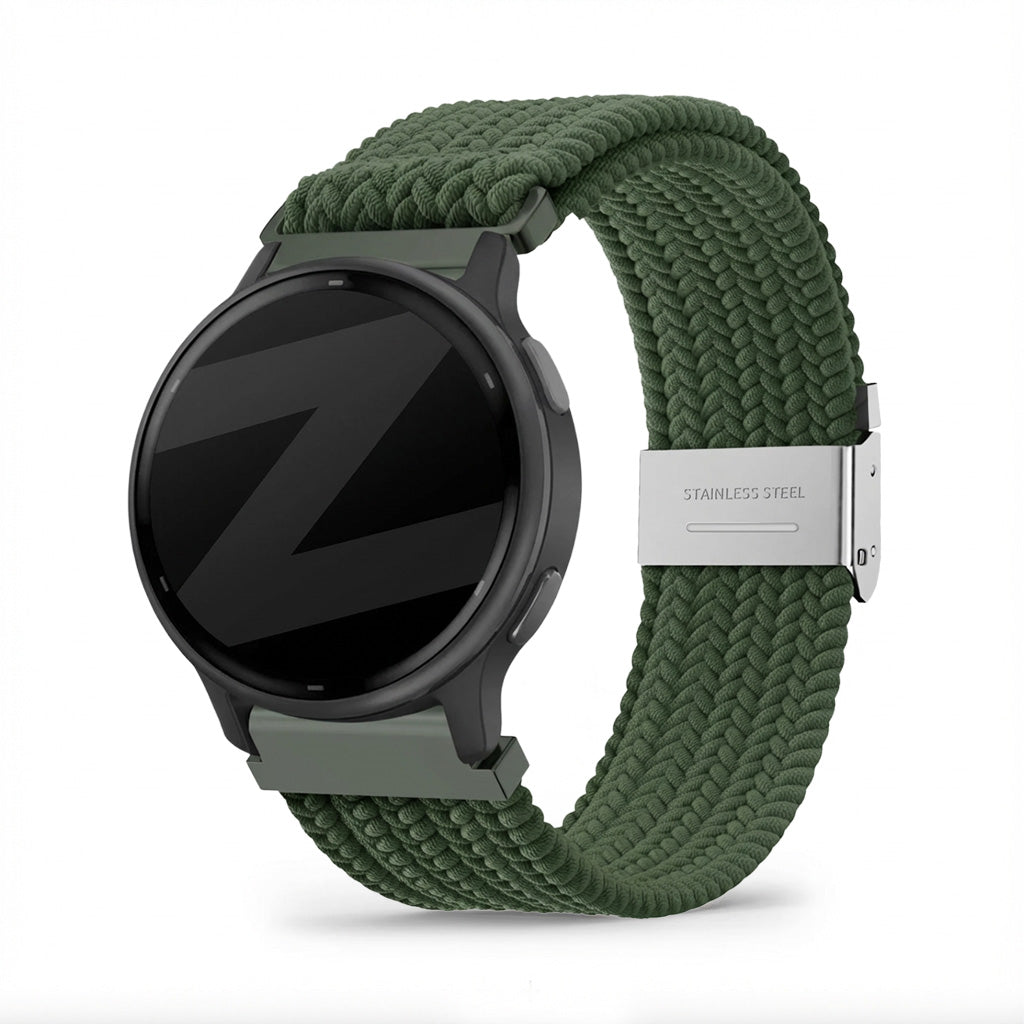 Bandz Bracelet nylon tressé Garmin Vivoactive 5 (vert olive)