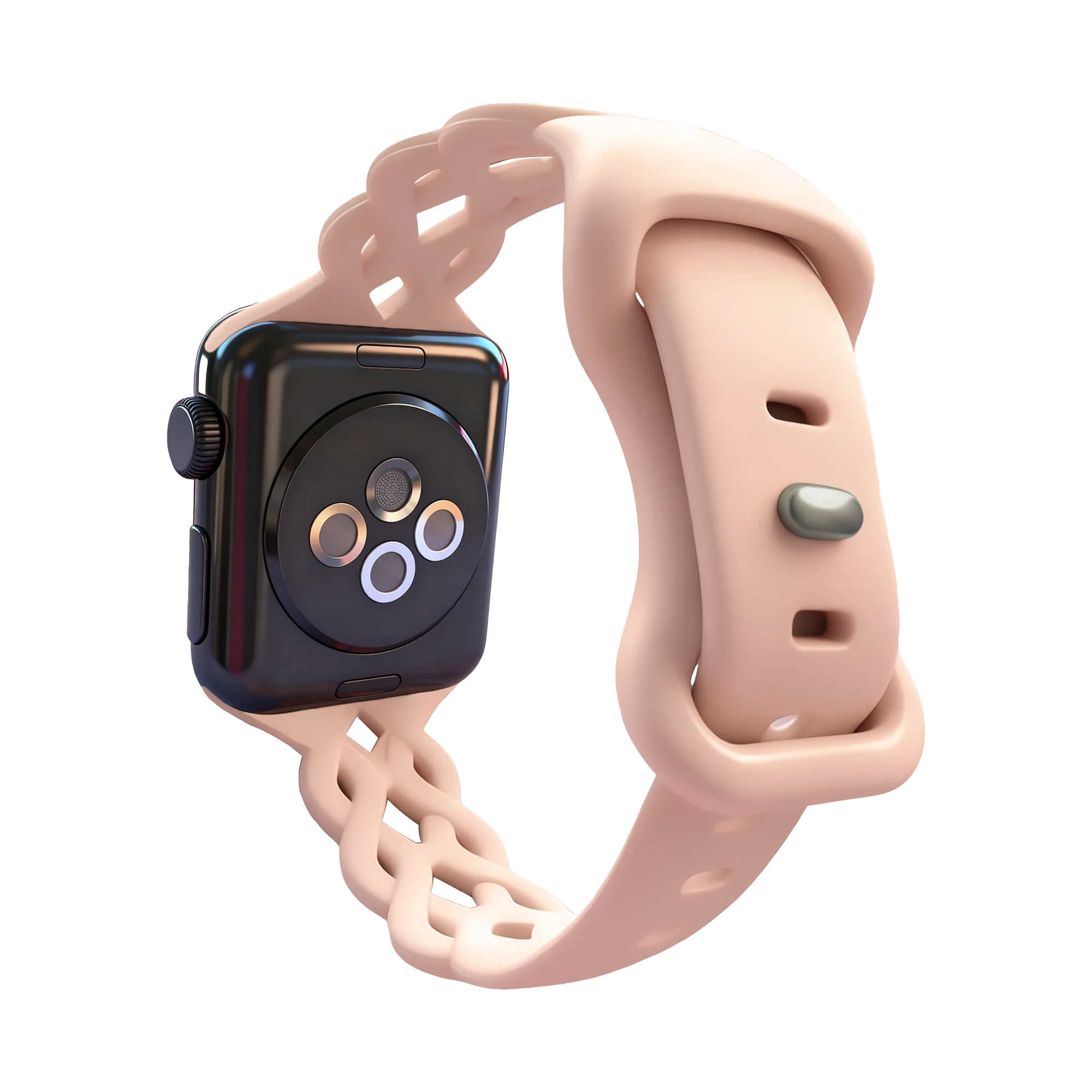 Bandz Apple Watch Silicone Strap 'Braided' (Pink Sand)