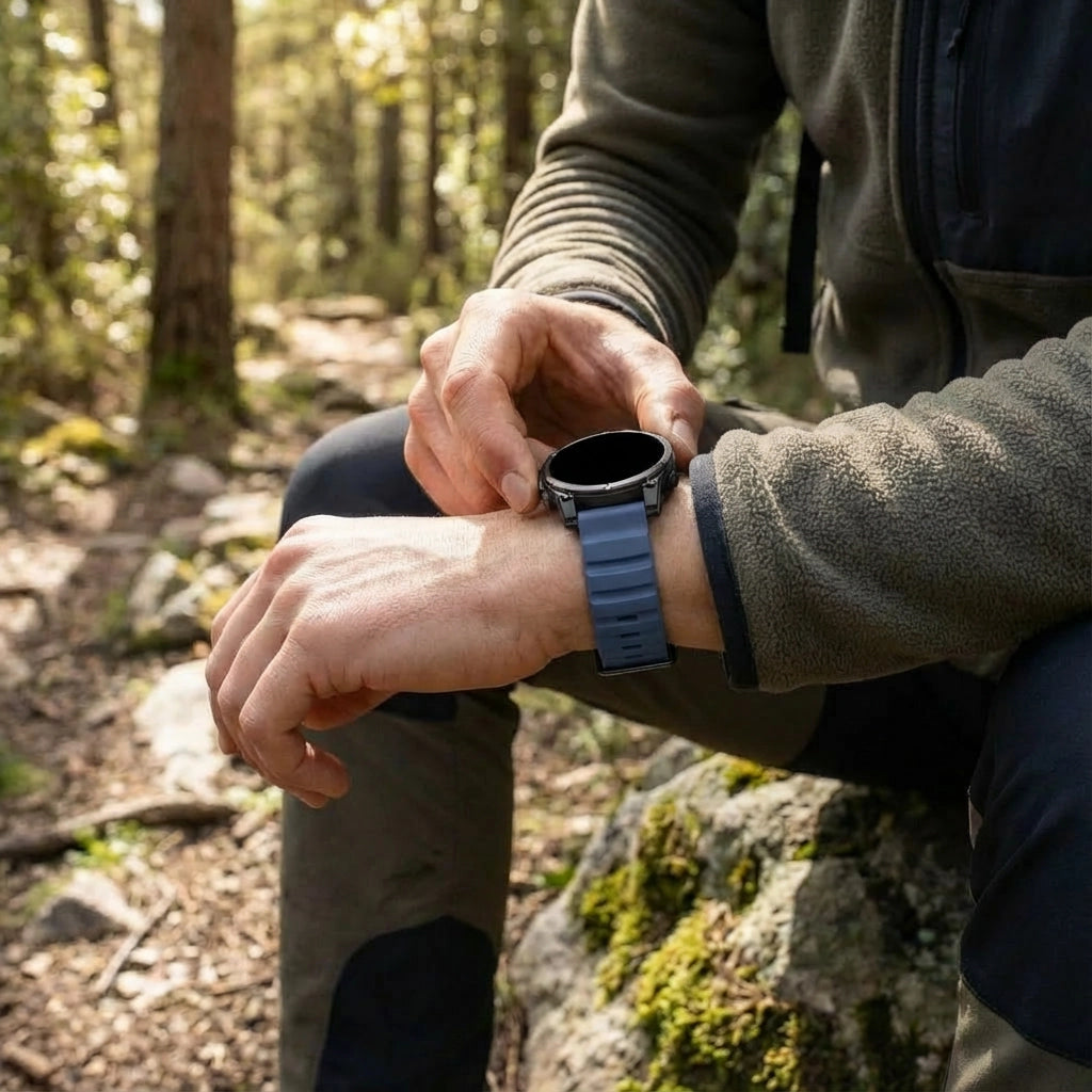 Bracelet silicone 'Trail' Garmin Quatix 8 Pro - 47mm (bleu foncé)