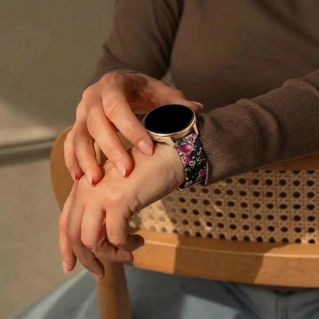 Bandz Bracelet silicone 'Fleur rose' Garmin Vivoactive 6