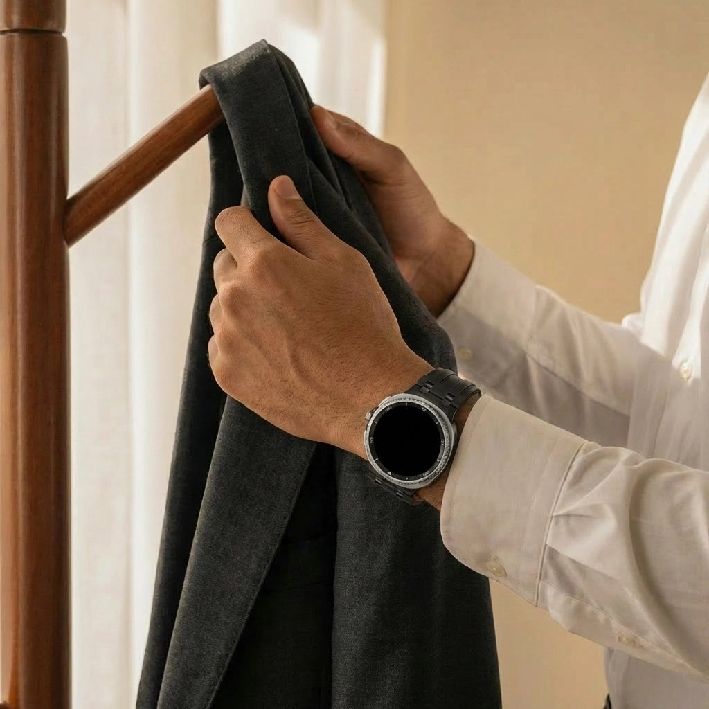 Bracelet cuir solide Samsung Galaxy Watch 8 - 40mm (noir)