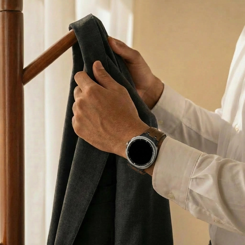 Samsung Galaxy Watch 8 Classic Solid Leather Strap (Dark Brown)