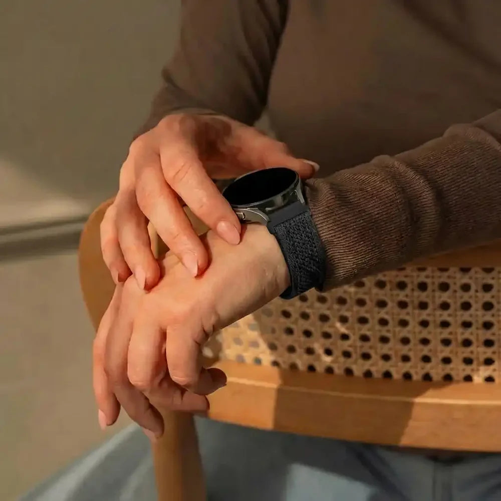 Bandz Amazfit Active 3 Premium Vintage Nylon Strap (Black)