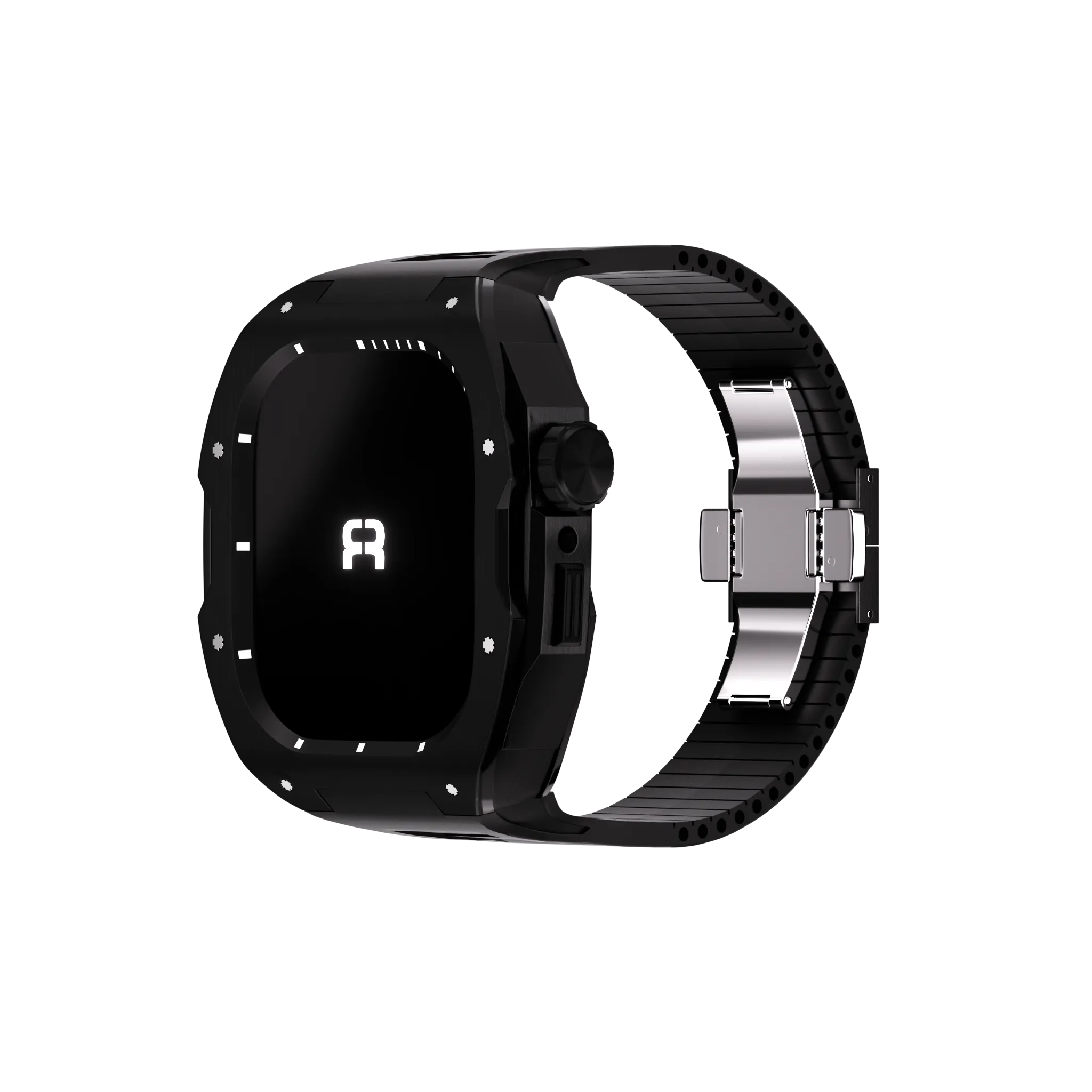 Reqior Boîtier avec bracelet en caoutchouc Apple Watch 45mm (noir)