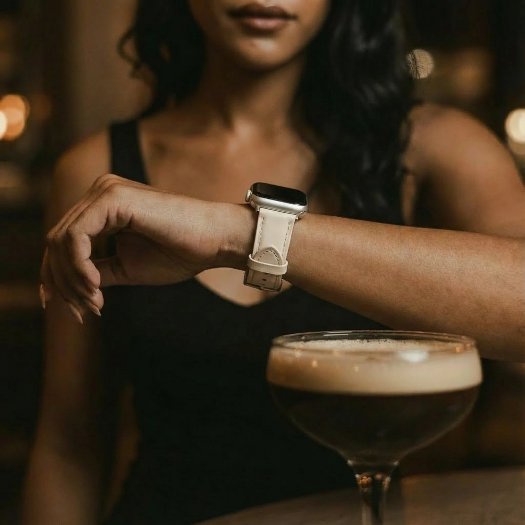 Bracelet cuir 'Slimfit' Apple Watch (beige)