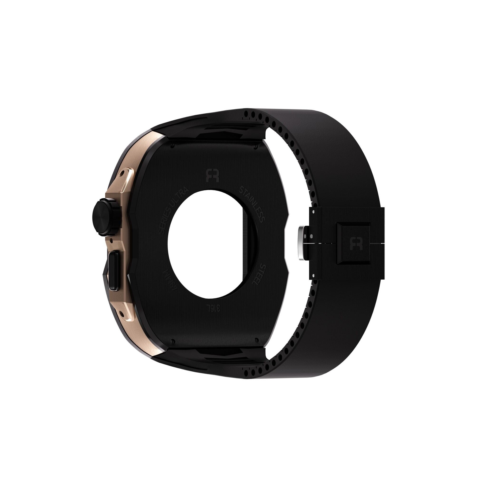 Reqior Boîtier avec bracelet en caoutchouc Apple Watch Ultra (noir/rose or)