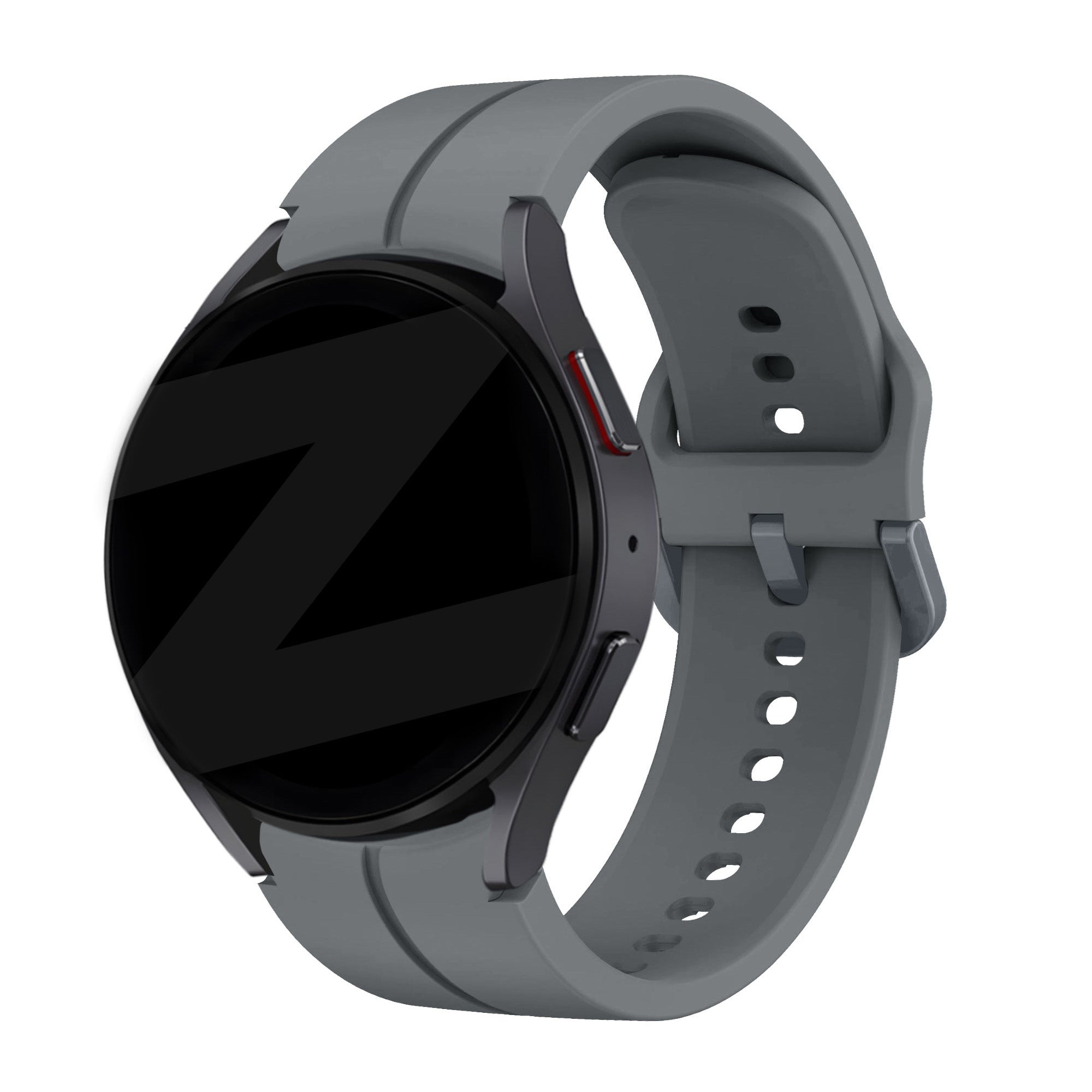 Silicone Strap 'Extreme', dark grey, on a watch, 3/4 front view